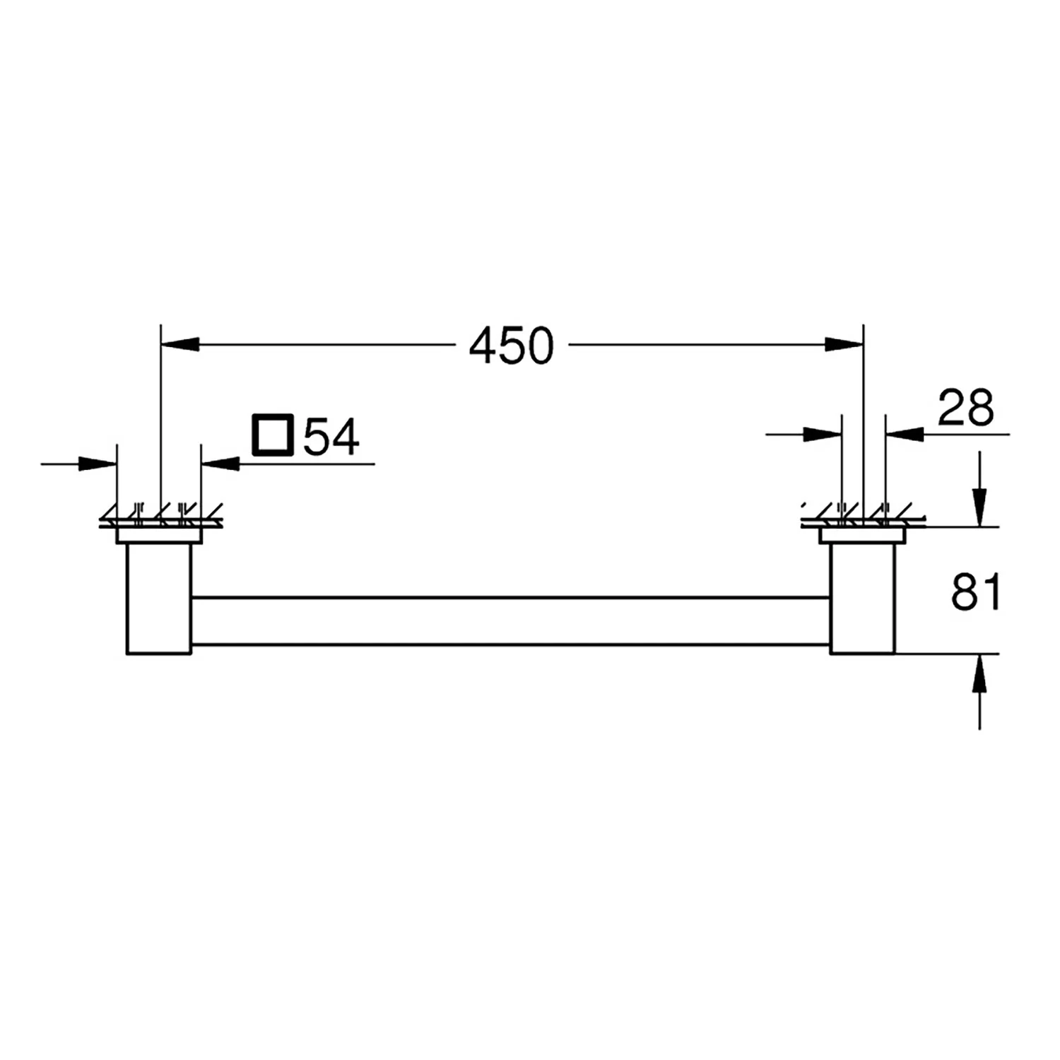 Rysunek techniczny uchwytu wannowego, Grohe