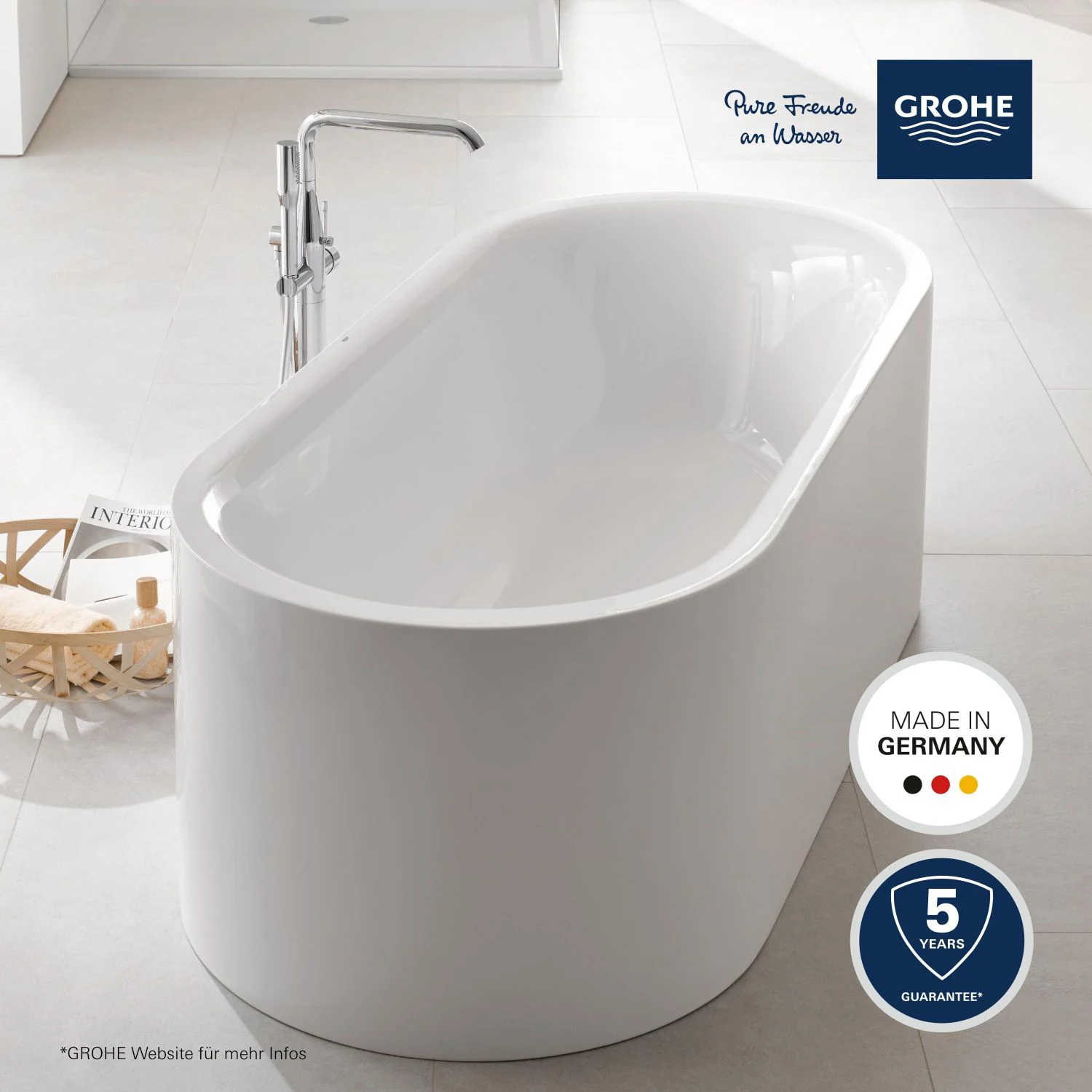 GROHE Essence New Einhand-Wannenbatterie freistehend Bild 2