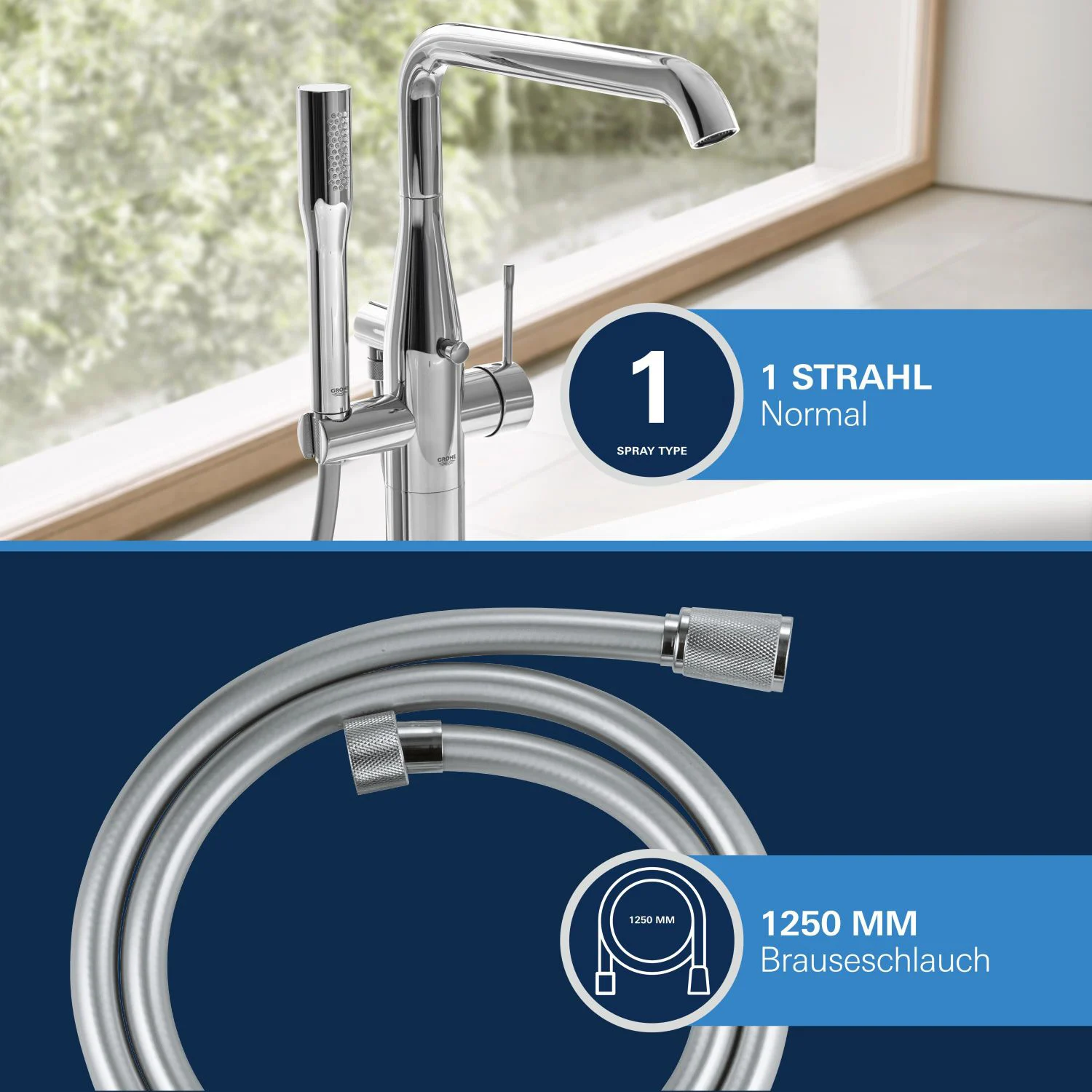 GROHE Essence New Einhand-Wannenbatterie freistehend Bild 7