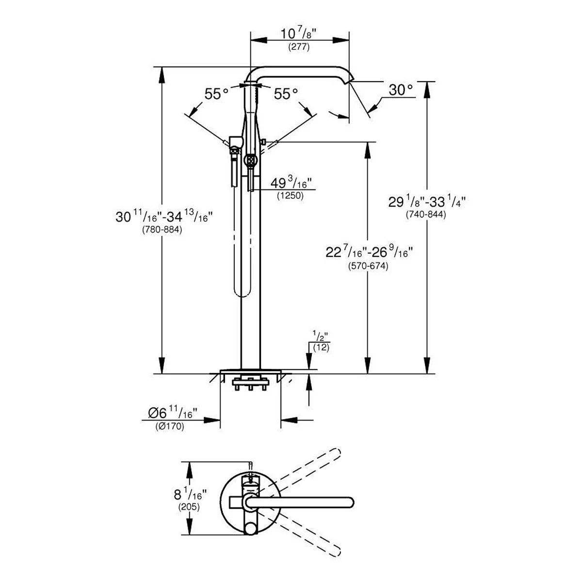 GROHE Essence New Einhand-Wannenbatterie freistehend Bild 2