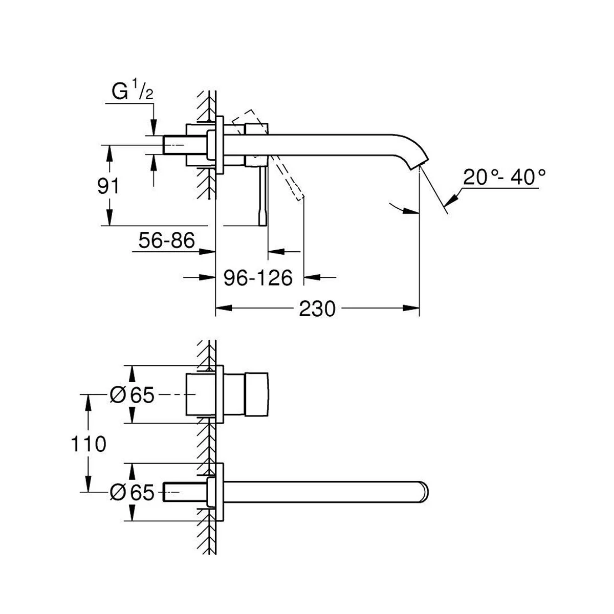 GROHE Essence New 2-Loch-Waschtischbatterie mit langem Auslauf Bild 2