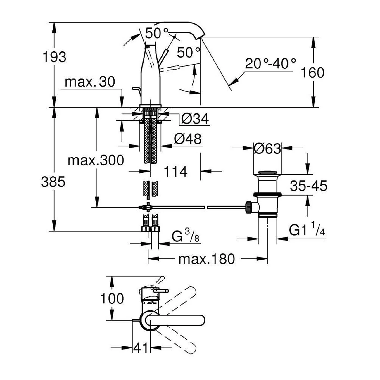 GROHE Essence New Einhand-Waschtischbatterie M-Size Zdjęcie 3