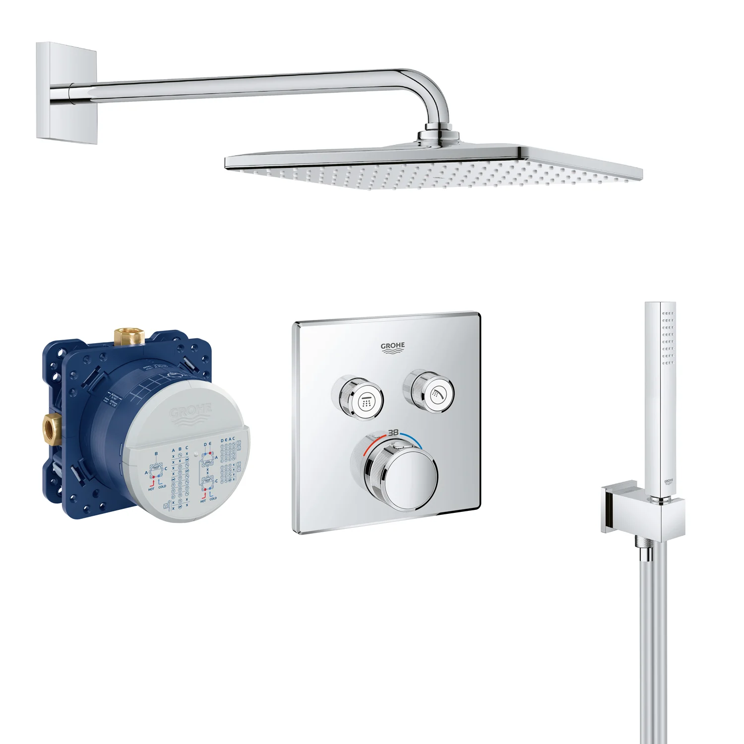 GROHE Grohtherm SmartControl Thermostat Fertigmontageset, eckige Ausführung