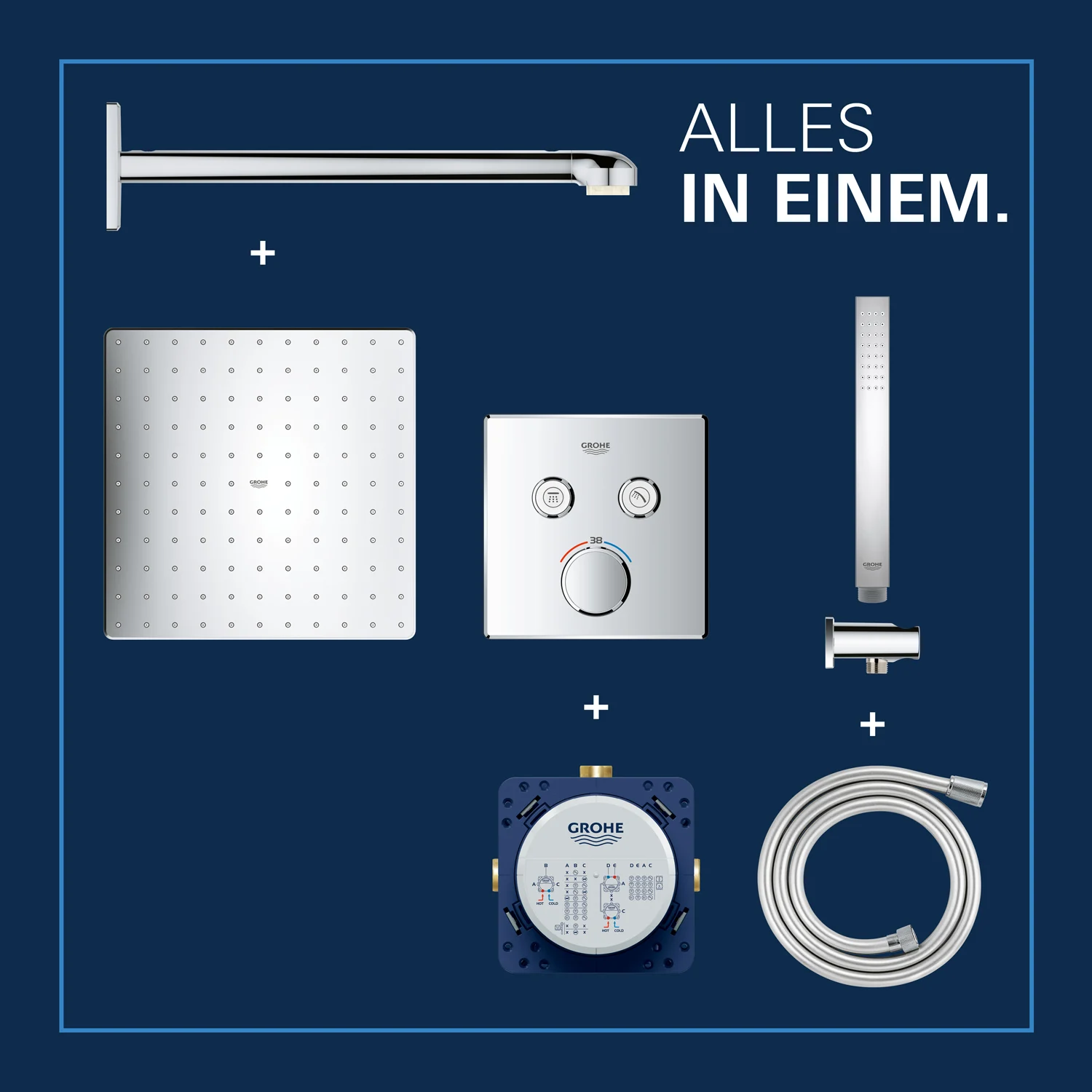 GROHE Grohtherm SmartControl Thermostat Fertigmontageset, eckige Ausführung Bild 4