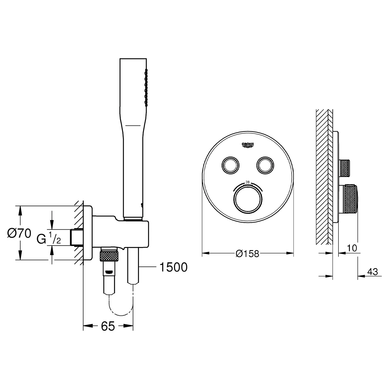 GROHE Grohtherm SmartControl Thermostat Fertigmontageset, runde Ausführung Bild 5