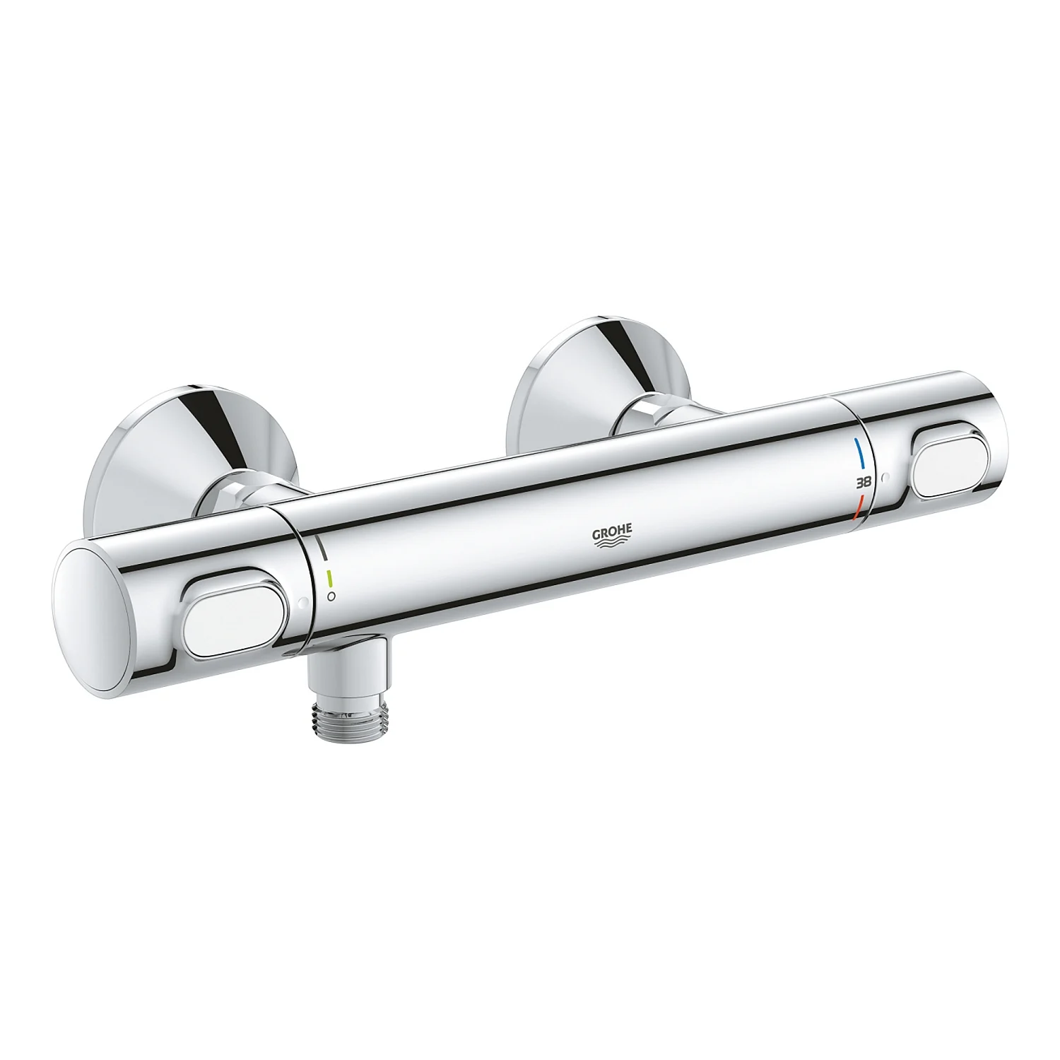 Chromowana armatura prysznicowa widok z przodu, Grohe