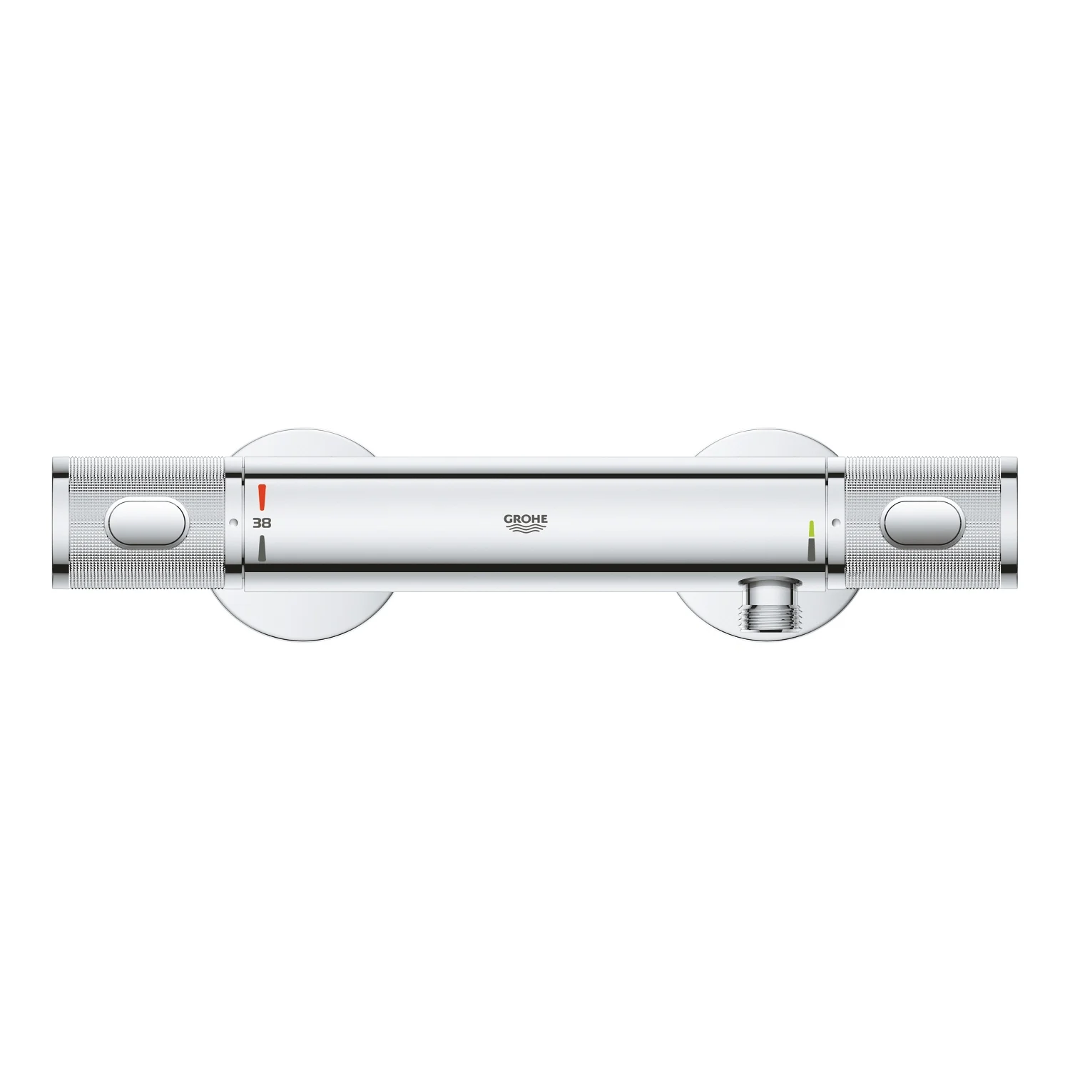 Chromowany termostat prysznicowy widok z przodu, Grohe