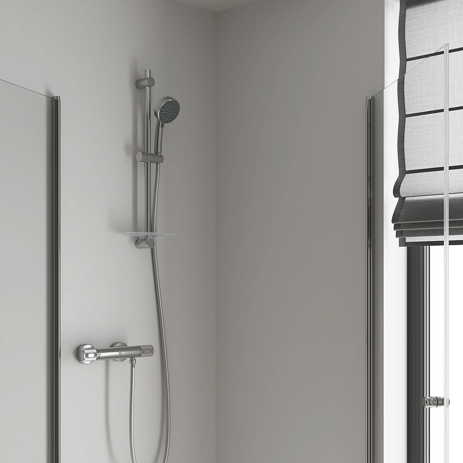 Prysznic z termostatem w nowoczesnej łazience, Grohe