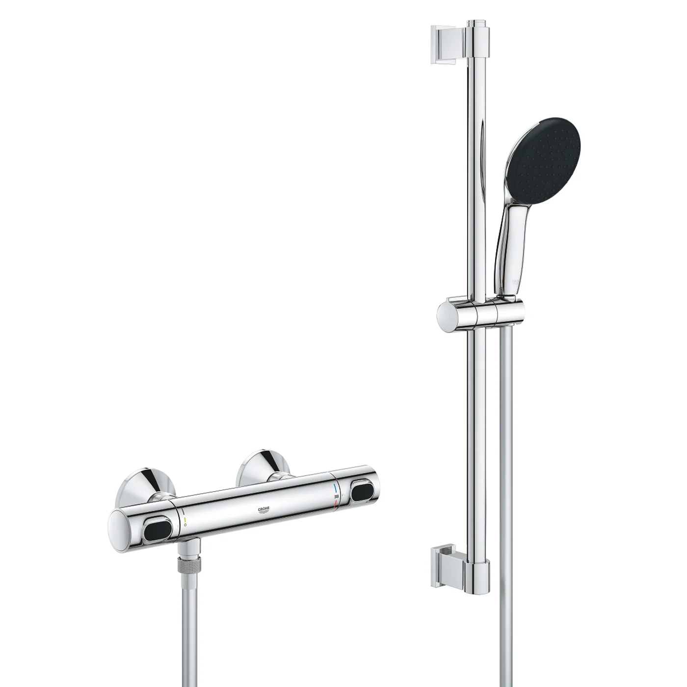 Termostatyczna bateria prysznicowa w chromie, widok z przodu, Grohe