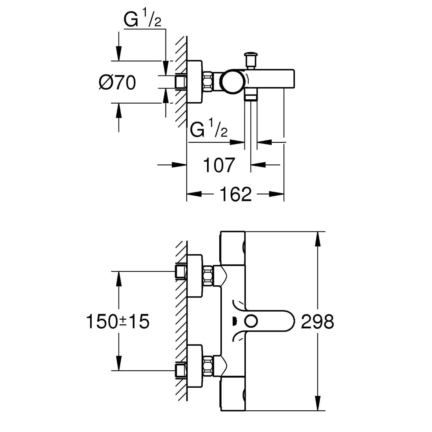 GROHE Precision Get Thermostat-Wannenbatterie mit S-Anschlüssen Bild 5