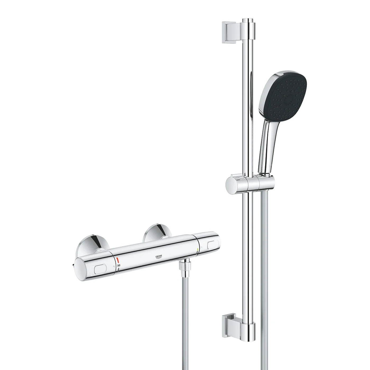 Bateria prysznicowa z rączką, widok z przodu, Grohe