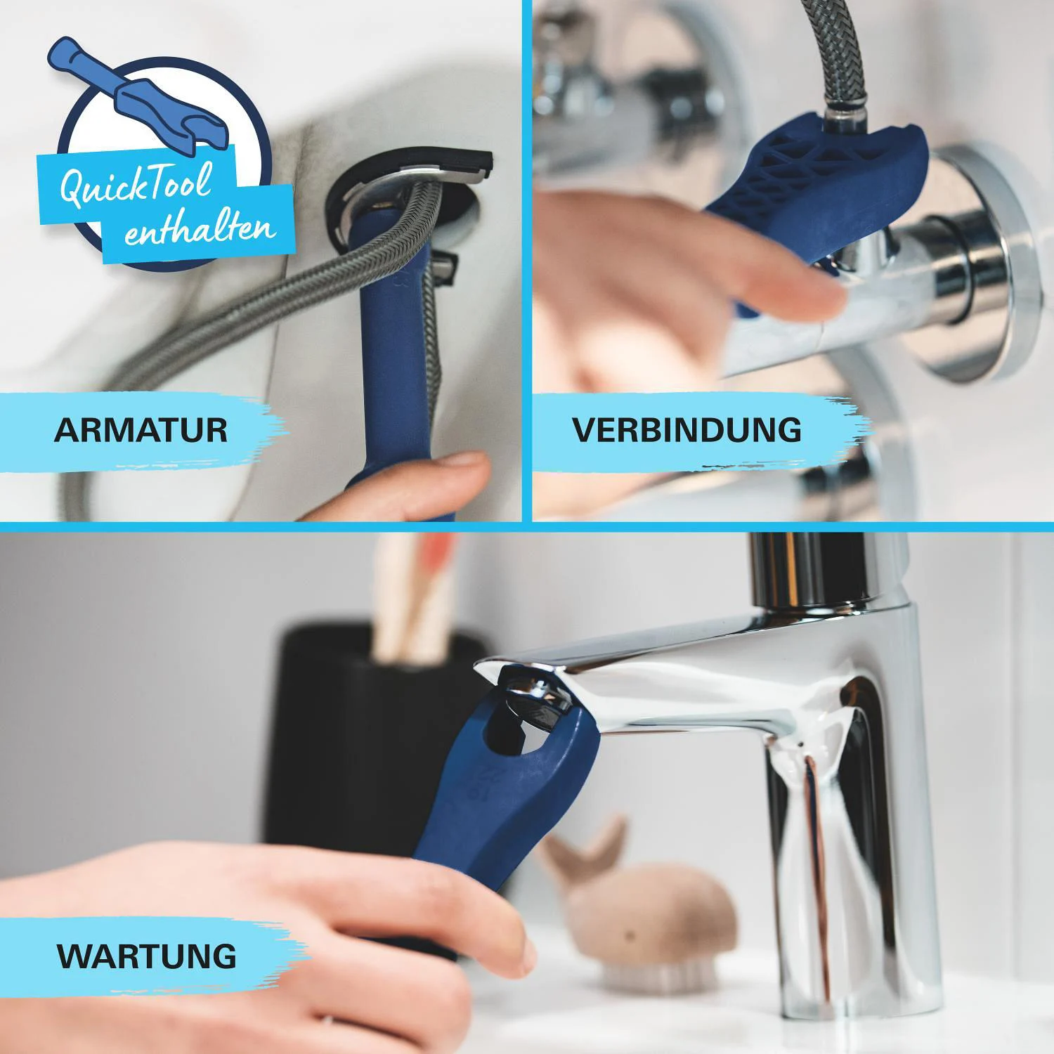 Zbliżenie instalacji baterii Grohe, Grohe