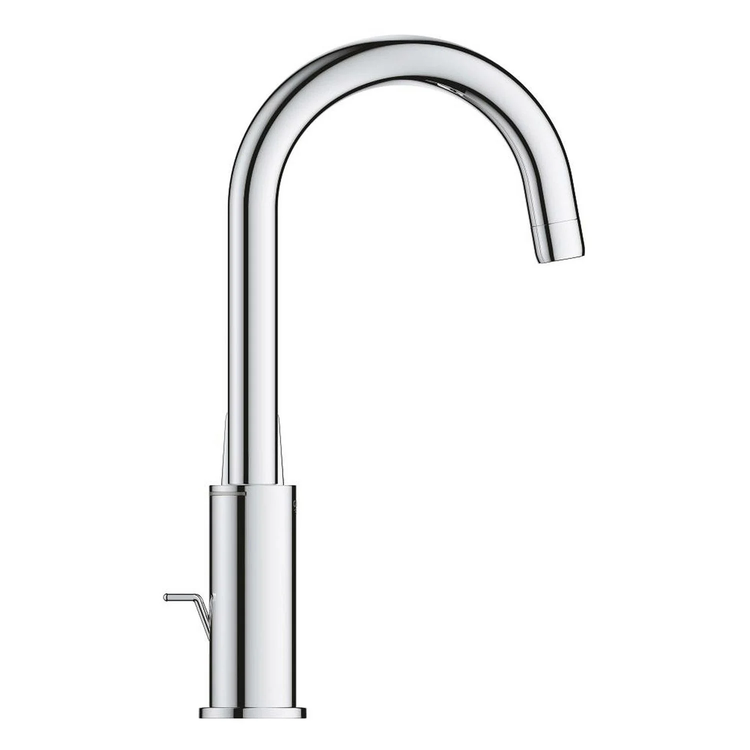 Wysoka chromowana bateria jednouchwytowa w widoku z boku, Grohe