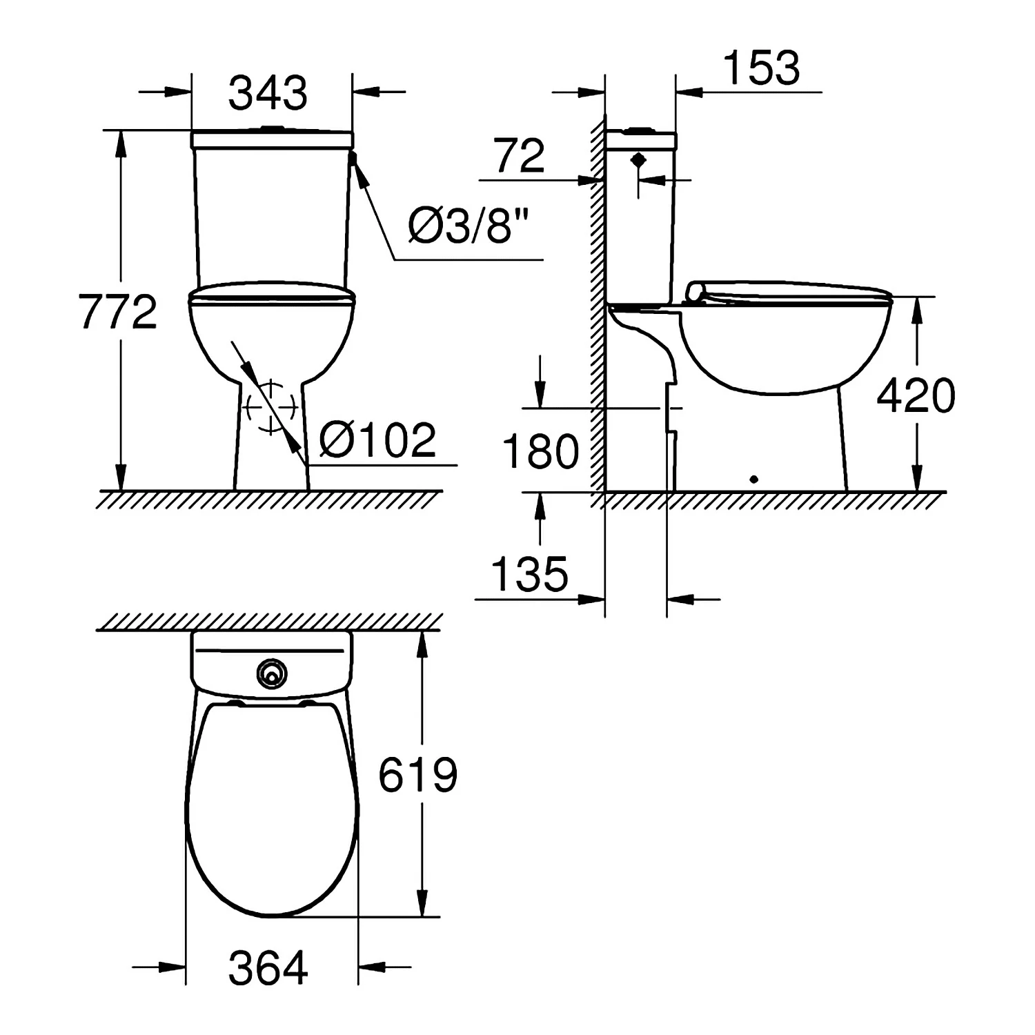 GROHE Bau Keramik Stand-Tiefspül-WC Set Bild 4