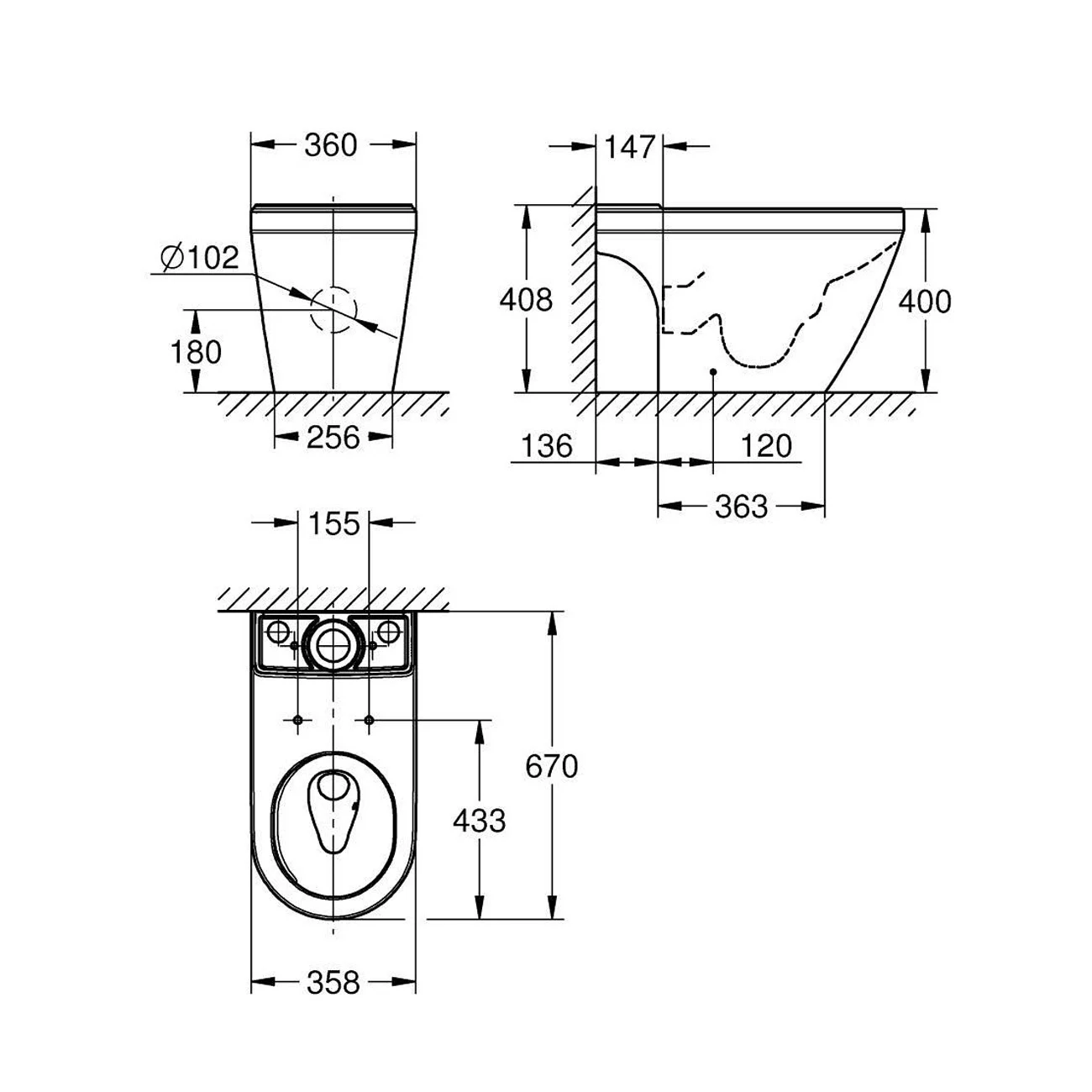 GROHE Euro Keramik Stand-WC für WC-Kombination Bild 5