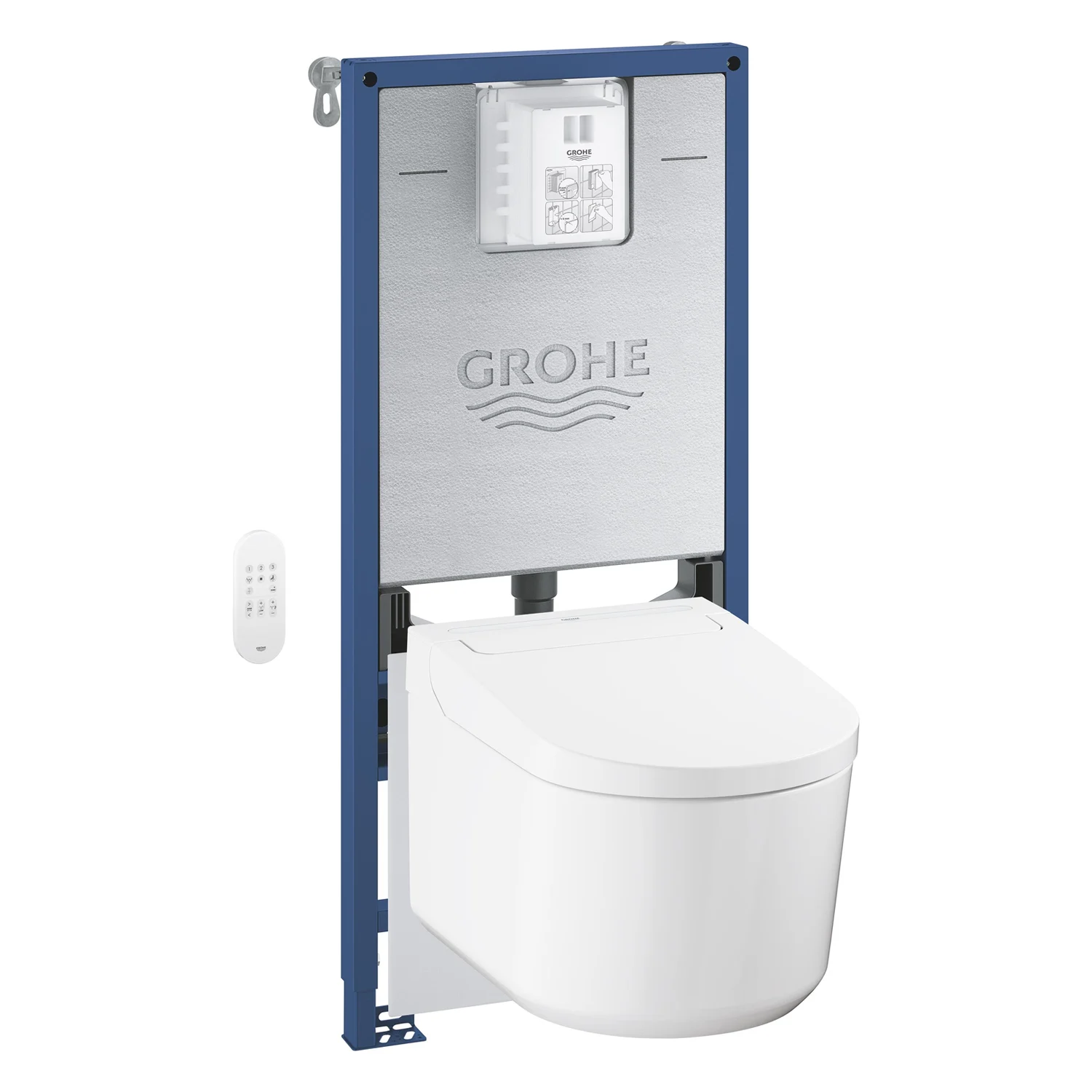 Toaleta z prysznicem z ramą instalacyjną widok z przodu, Grohe