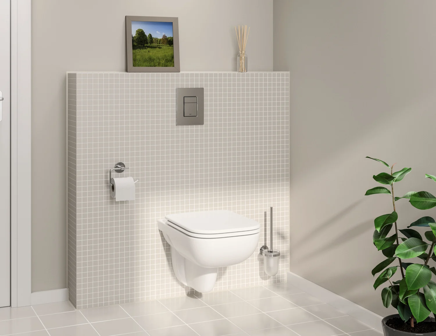 Toaleta podwieszana w nowoczesnej łazience, Grohe