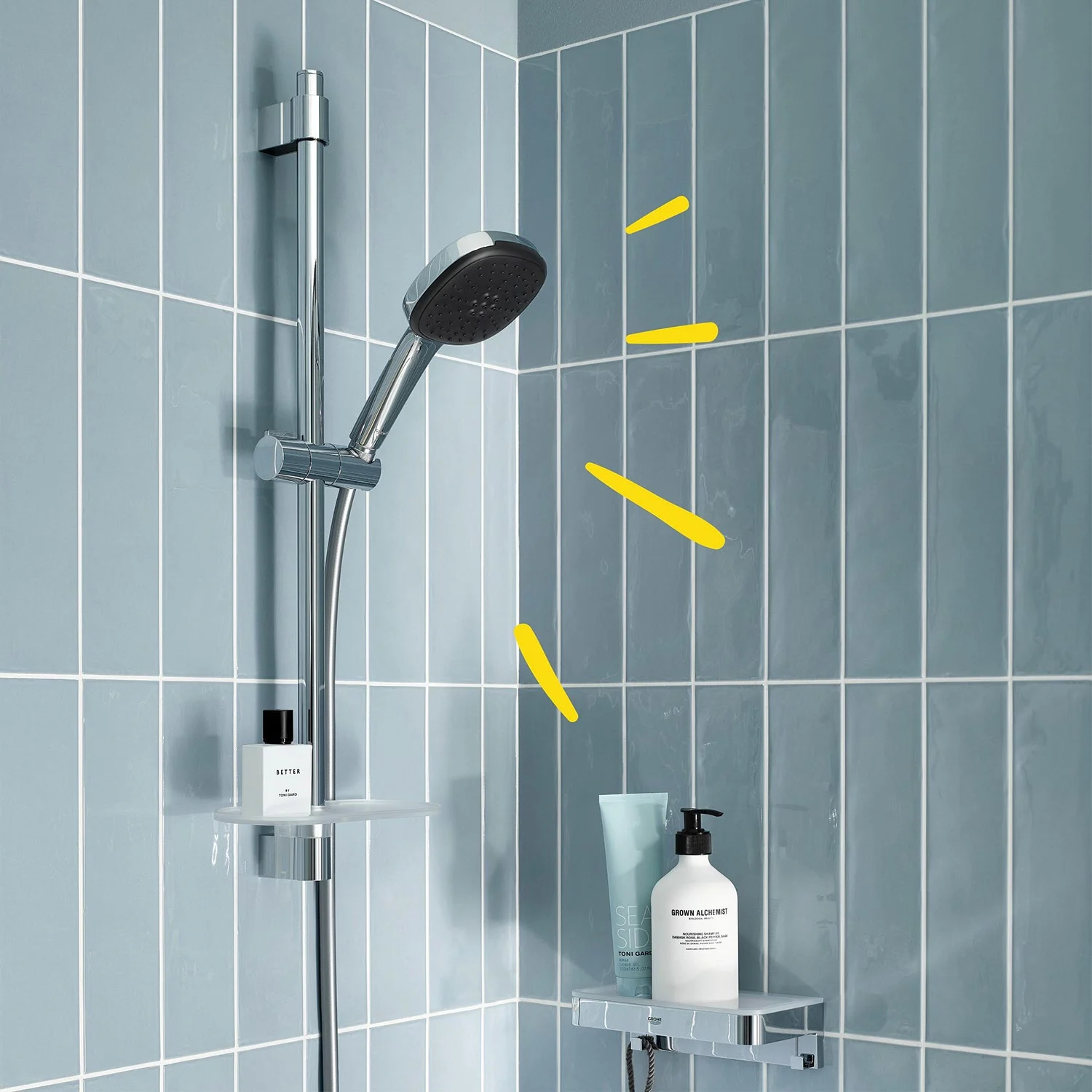Zestaw prysznicowy w nowoczesnej kabinie prysznicowej, Grohe