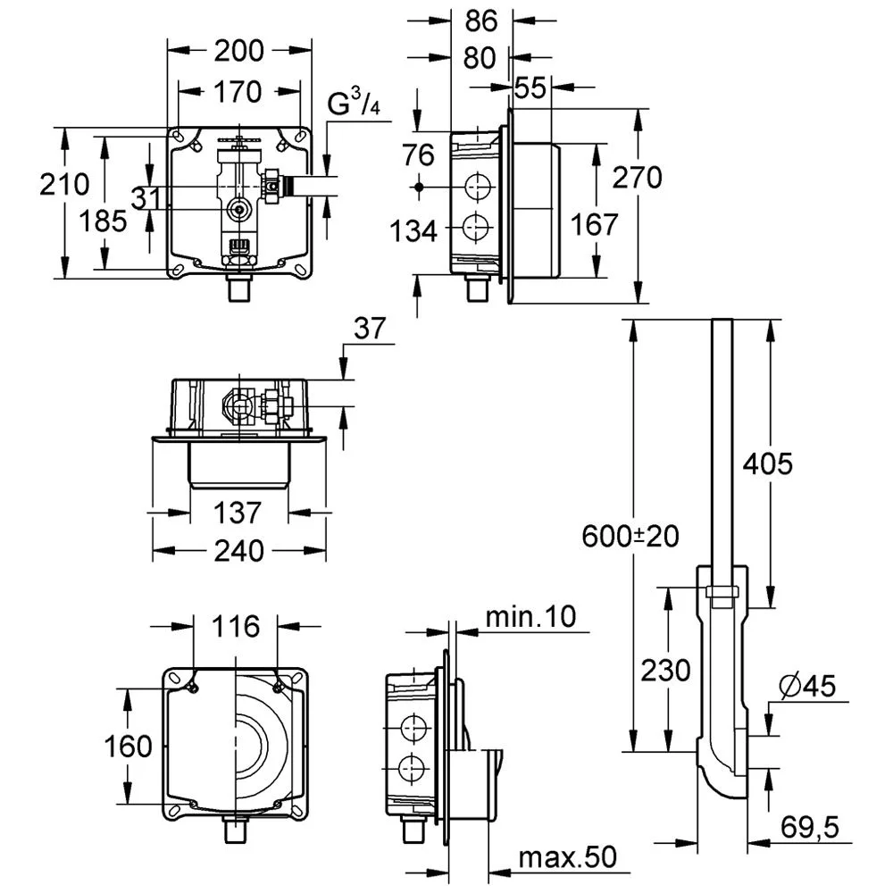 GROHE DAL Unterputz-Druckspüler für WC Bild 2