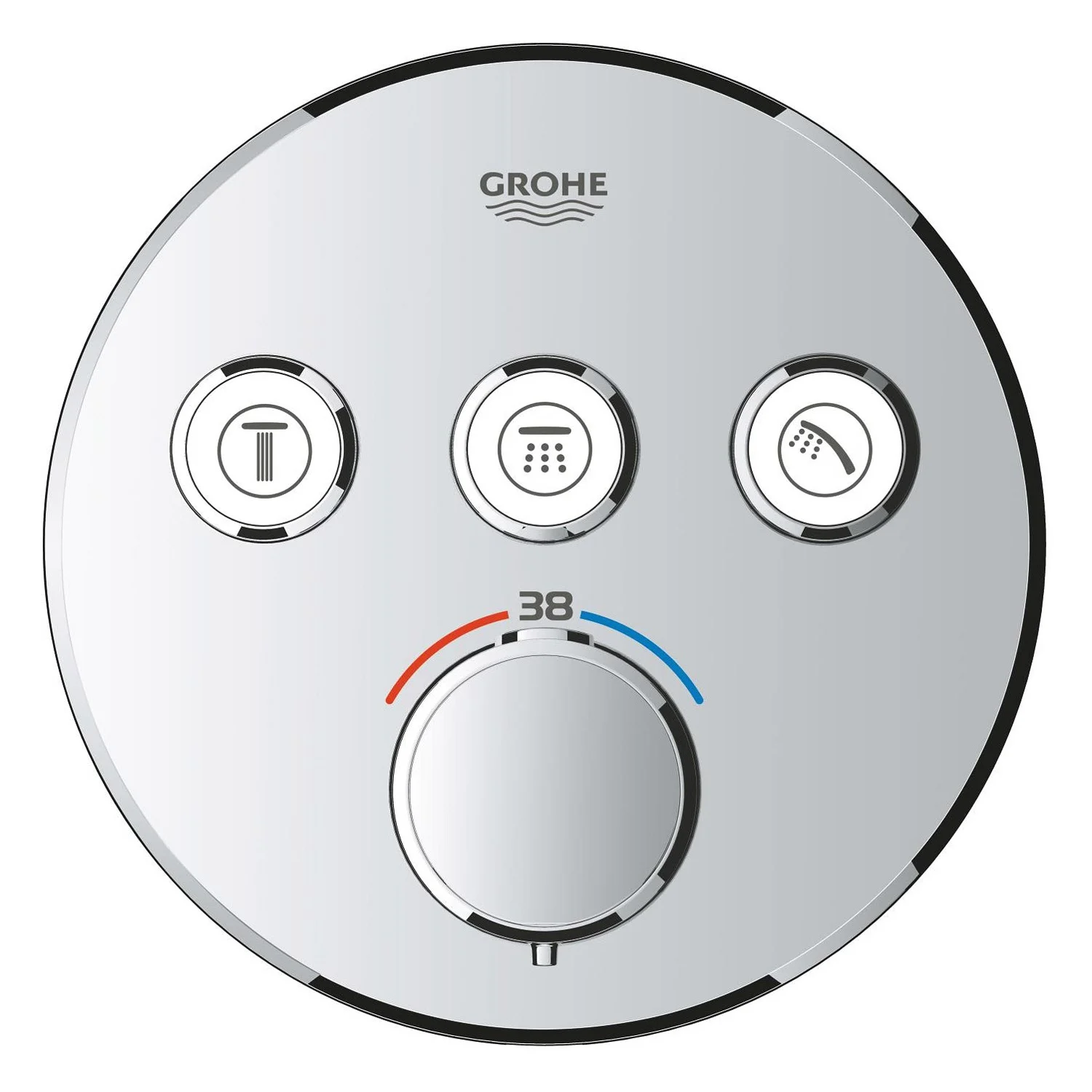 Okrągły termostat z trzema przyciskami, kolor chrom, Grohe
