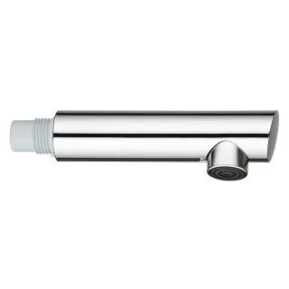 Srebrna cylindryczna nakładka na kran w widoku z boku, Grohe