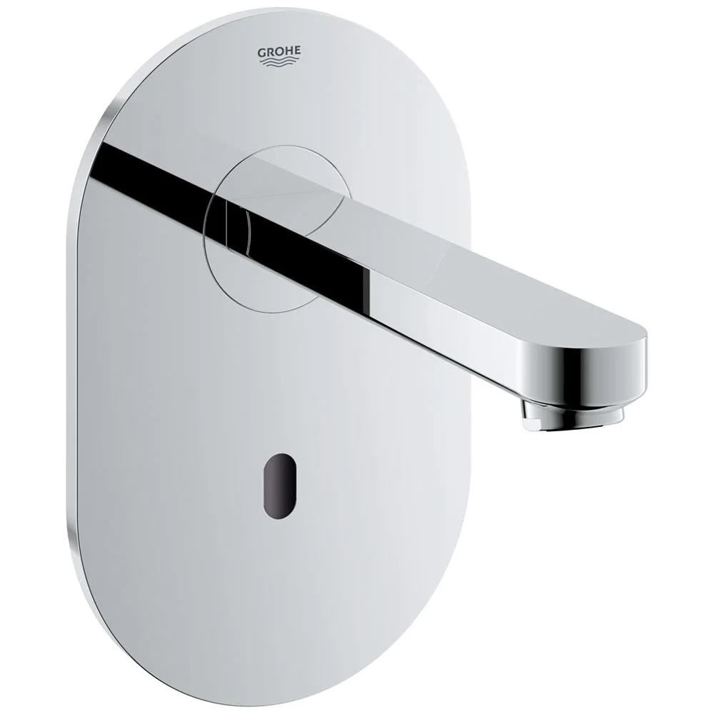 Chromowana bateria ścienna widok z przodu, Grohe