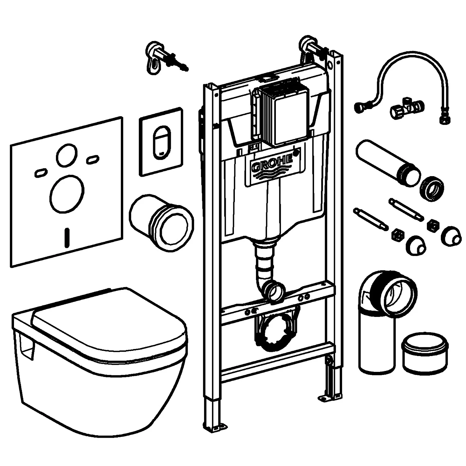 Rysunek techniczny systemu instalacyjnego z akcesoriami, Grohe