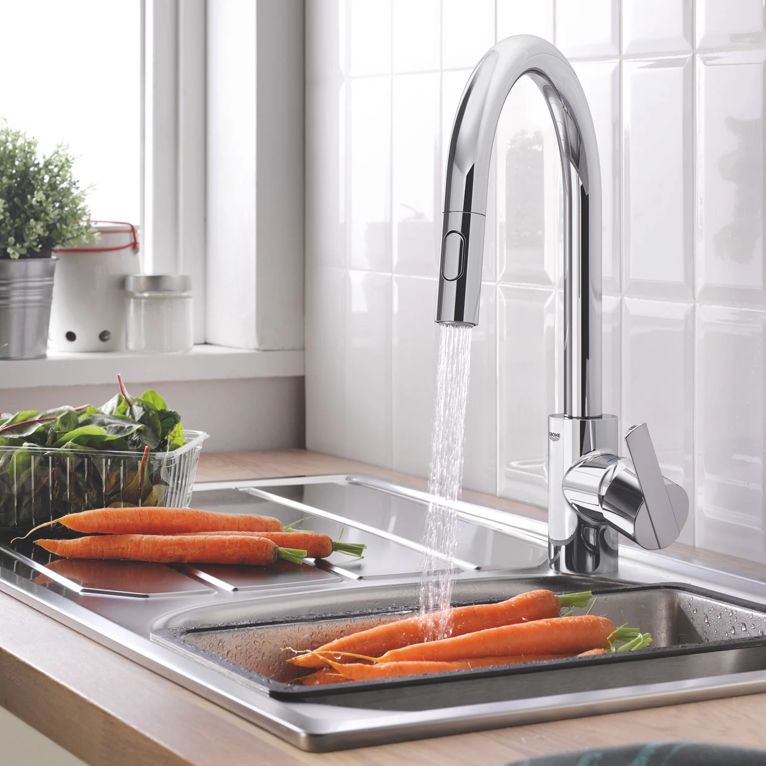 GROHE Feel Einhand-Spültischbatterie 1/2" hoher Auslauf, 2 Strahlarten Bild 3