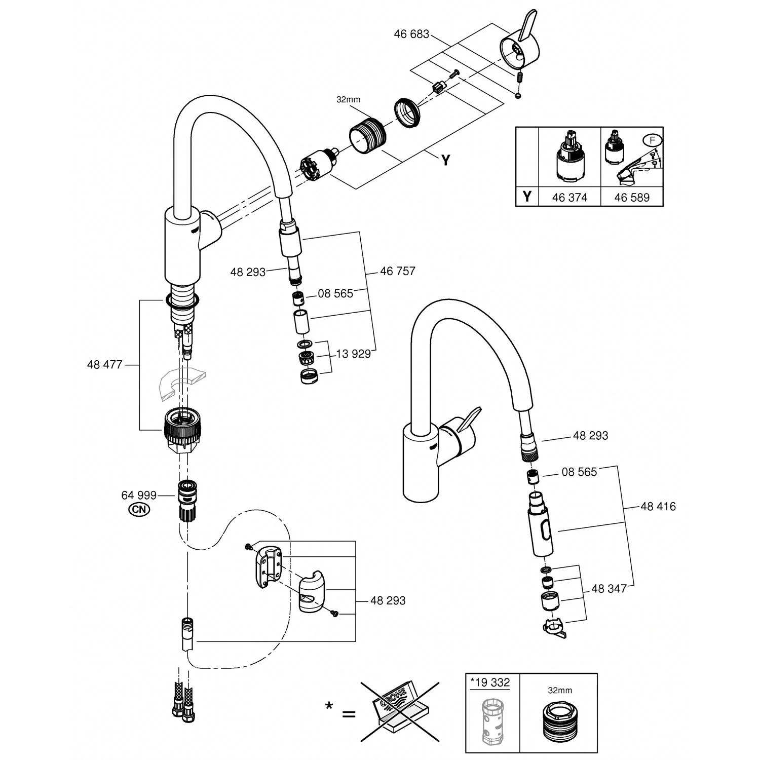 GROHE Feel Einhand-Spültischbatterie 1/2" hoher Auslauf, 2 Strahlarten Bild 7