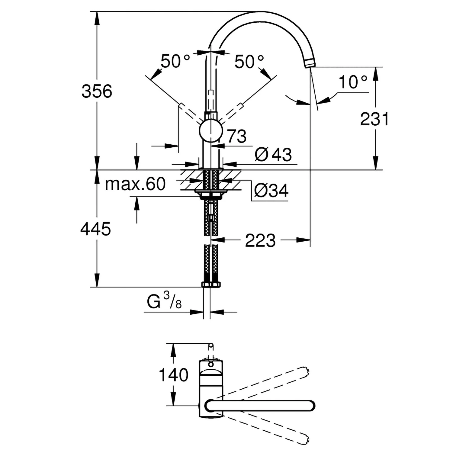 GROHE Minta Einhand-Spültischbatterie, DN 15 Bild 5