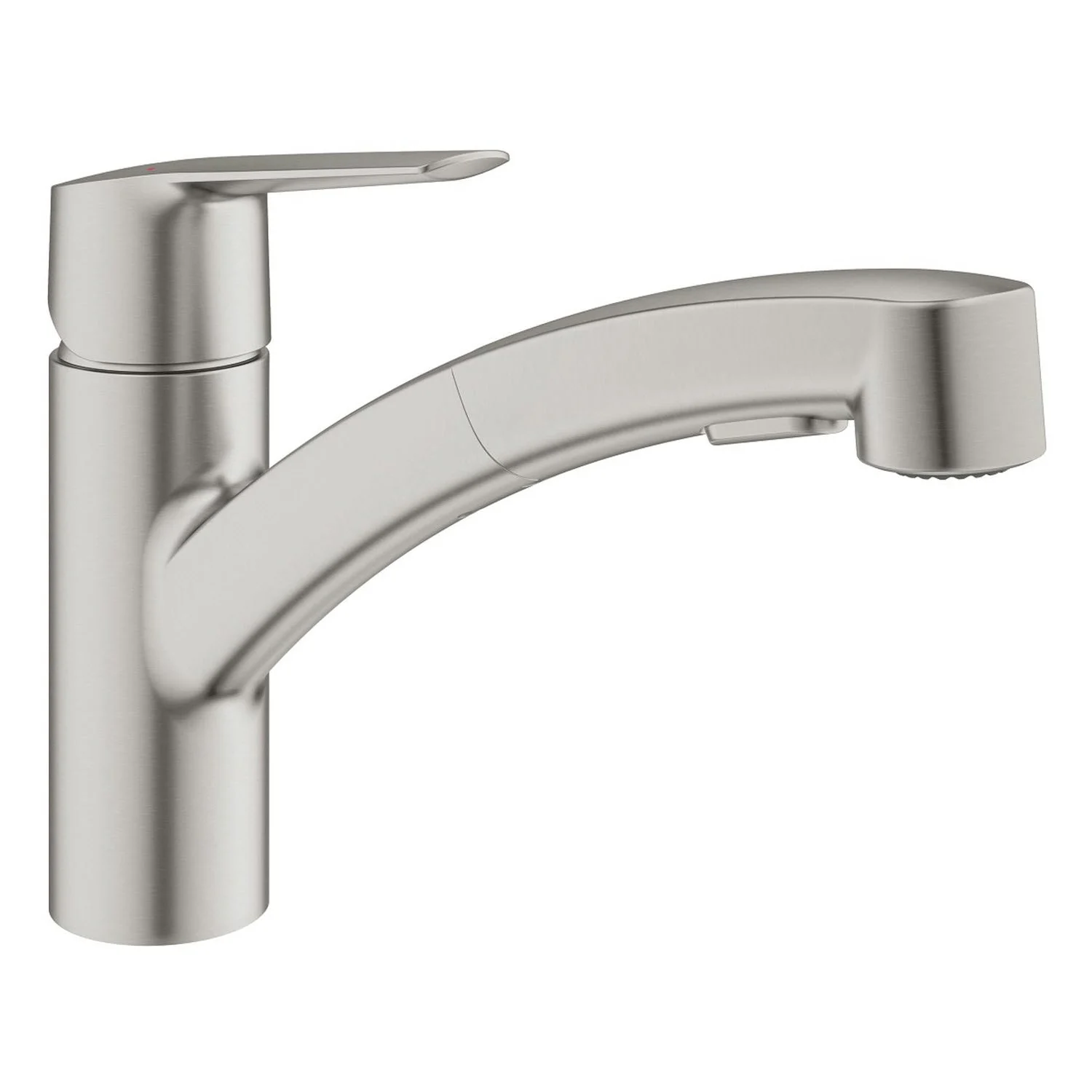 Jednouchwytowa bateria zlewozmywakowa widok z boku, stal nierdzewna, Grohe