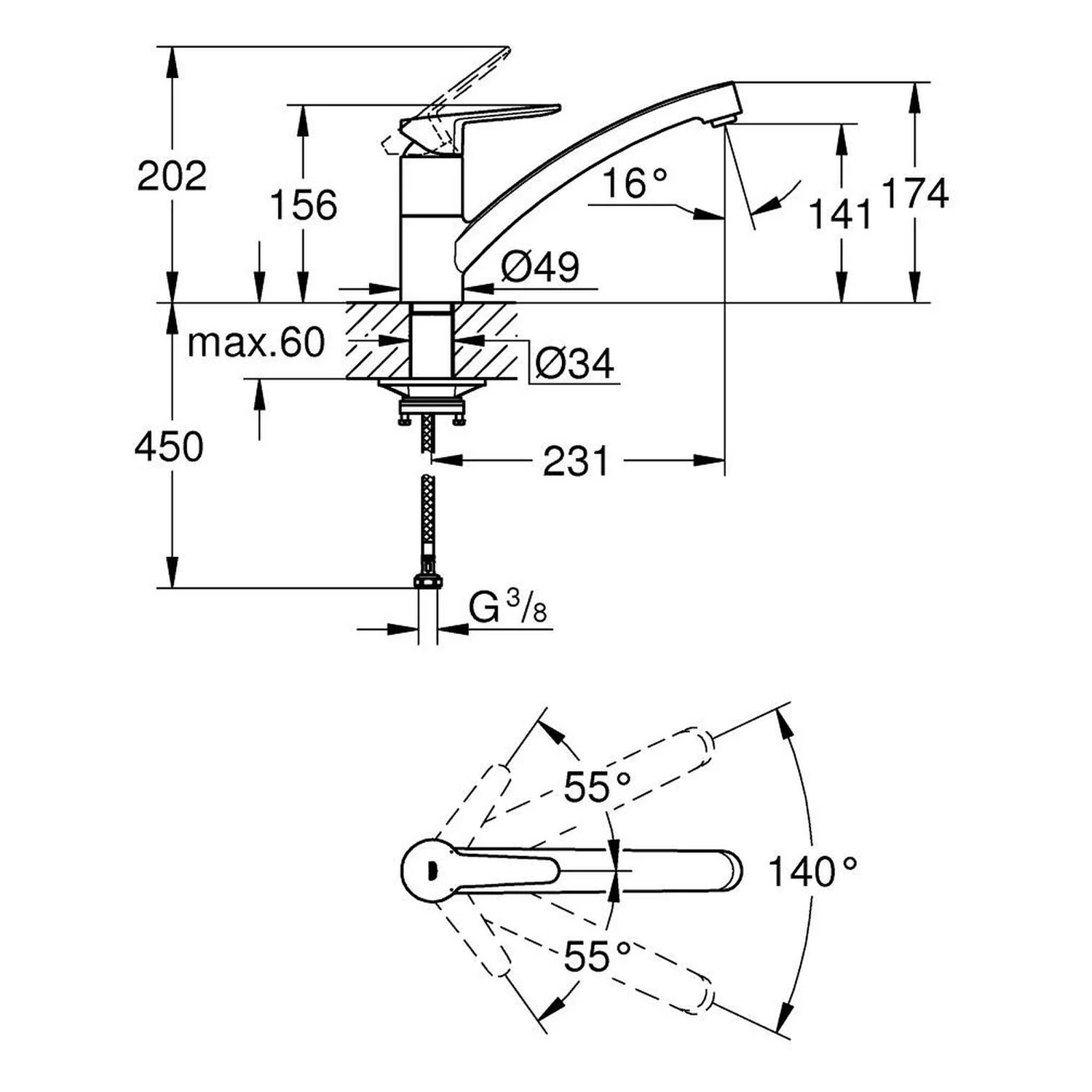 GROHE StartEco Einhand-Spültischbatterie 1/2" flacher Auslauf Bild 10