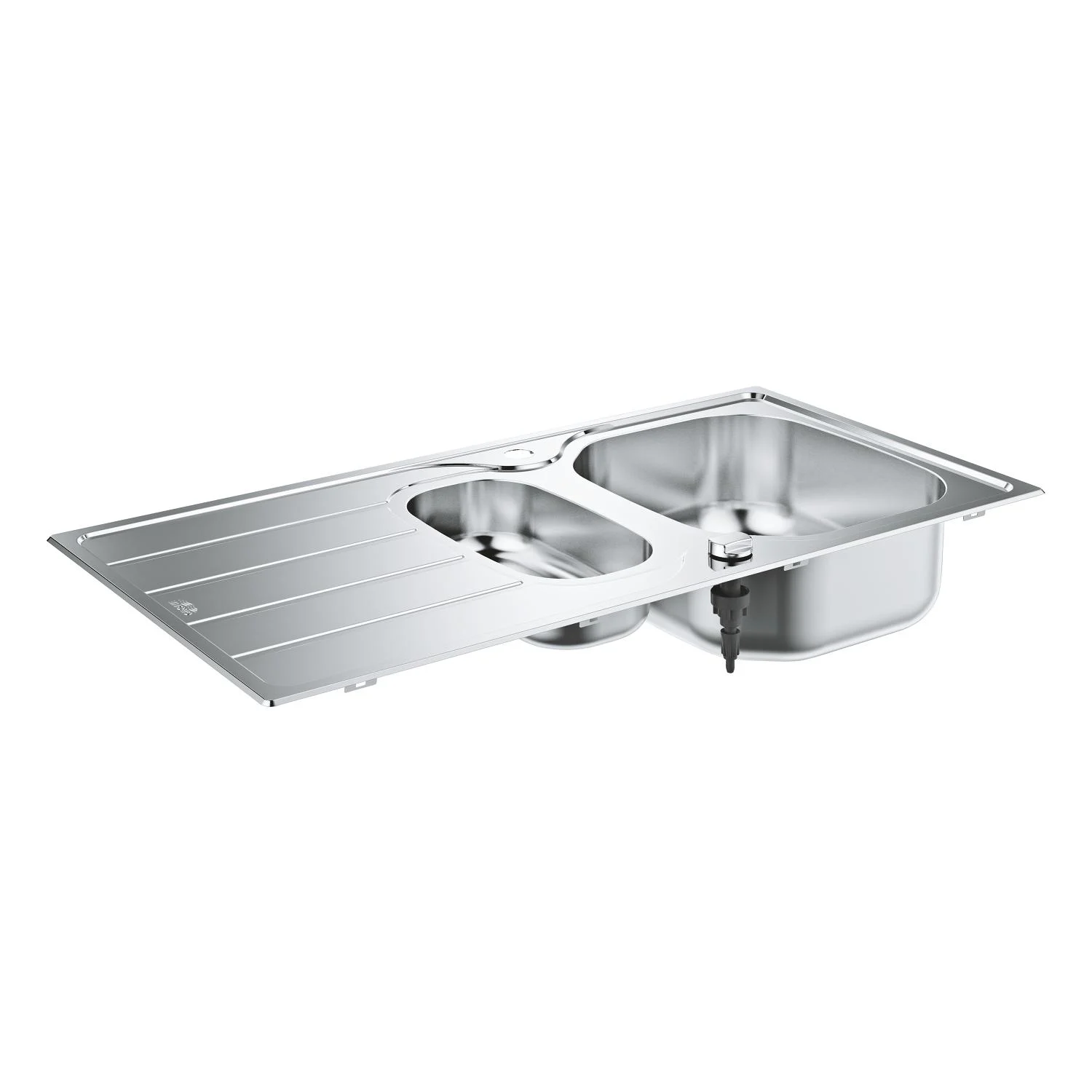 GROHE K200 Edelstahl-Einbauspüle 96,5 x 50 cm mit 1,5 Becken und Abtropffläche, reversible