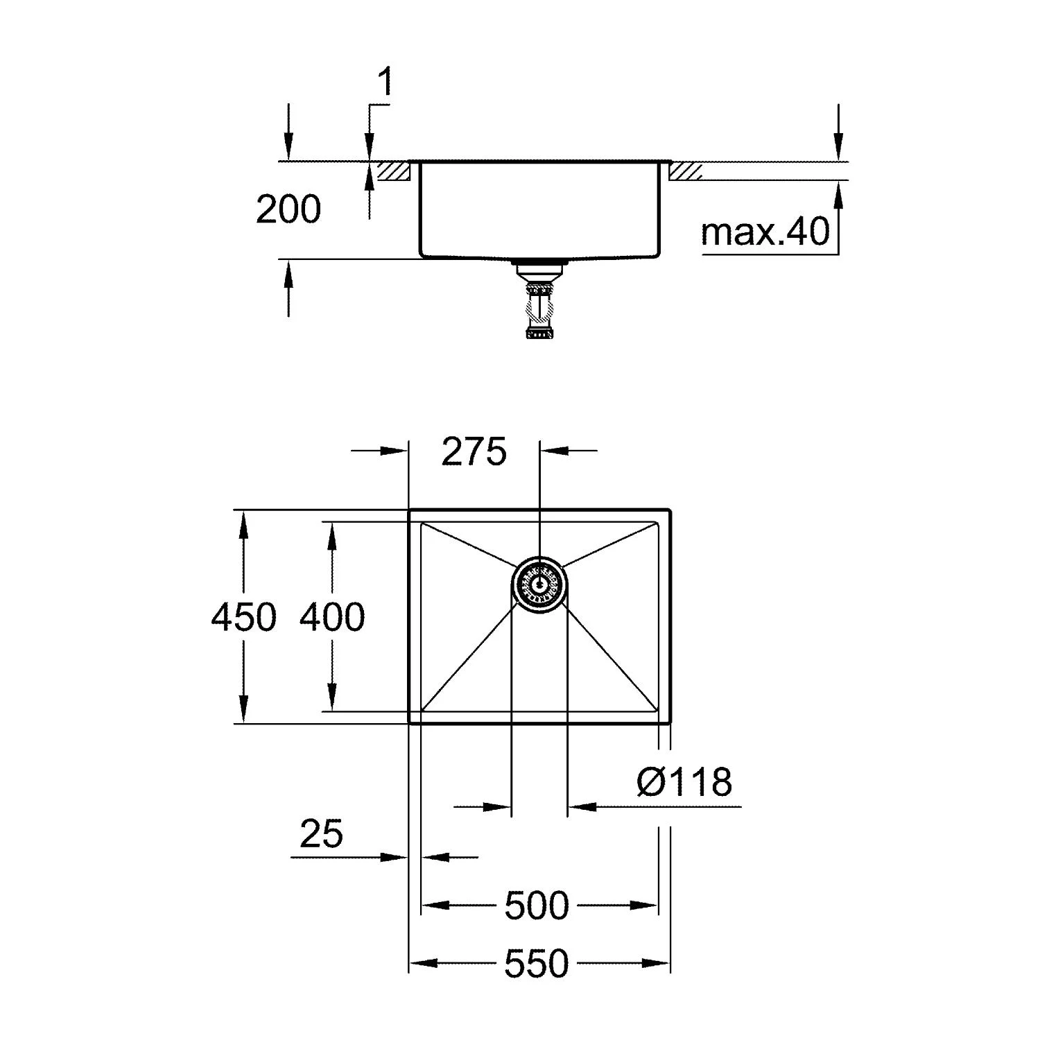 GROHE K700 Edelstahlspüle 55 x 45 cm Bild 2
