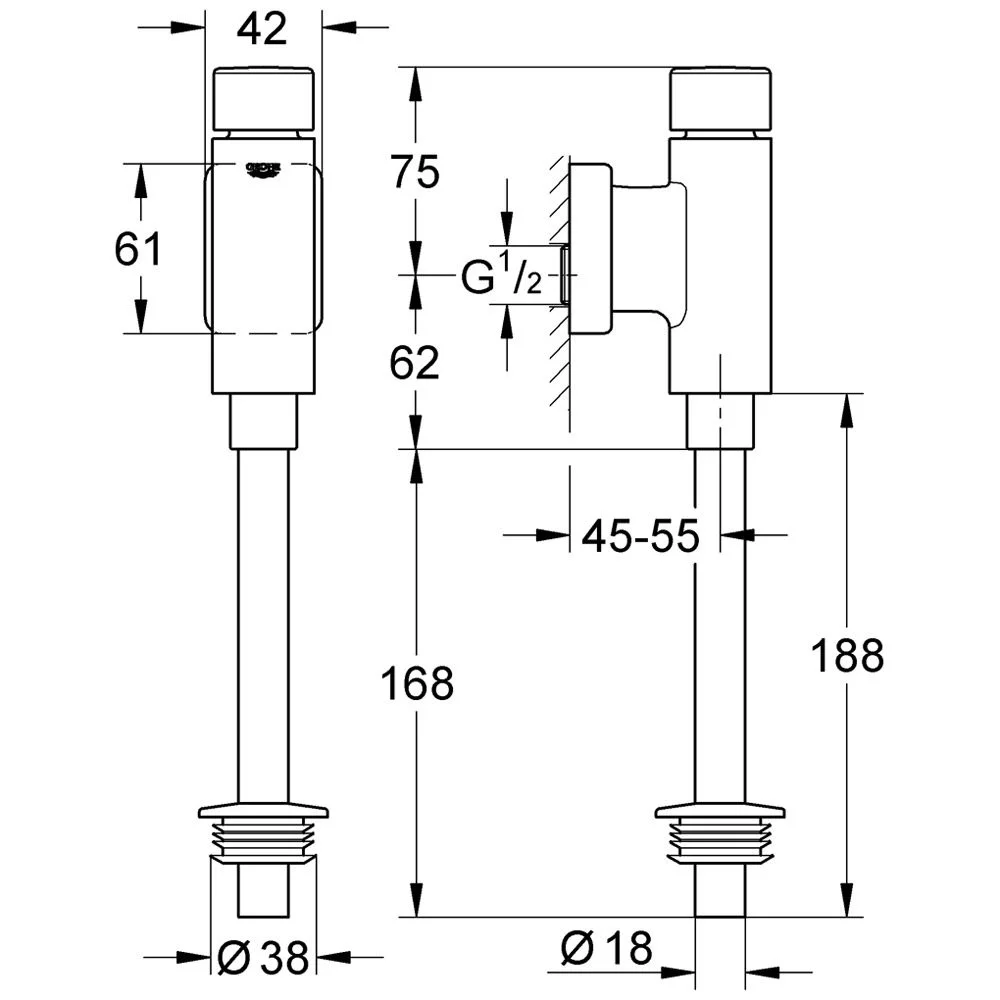 GROHE Rondo Druckspüler für Urinal Bild 2
