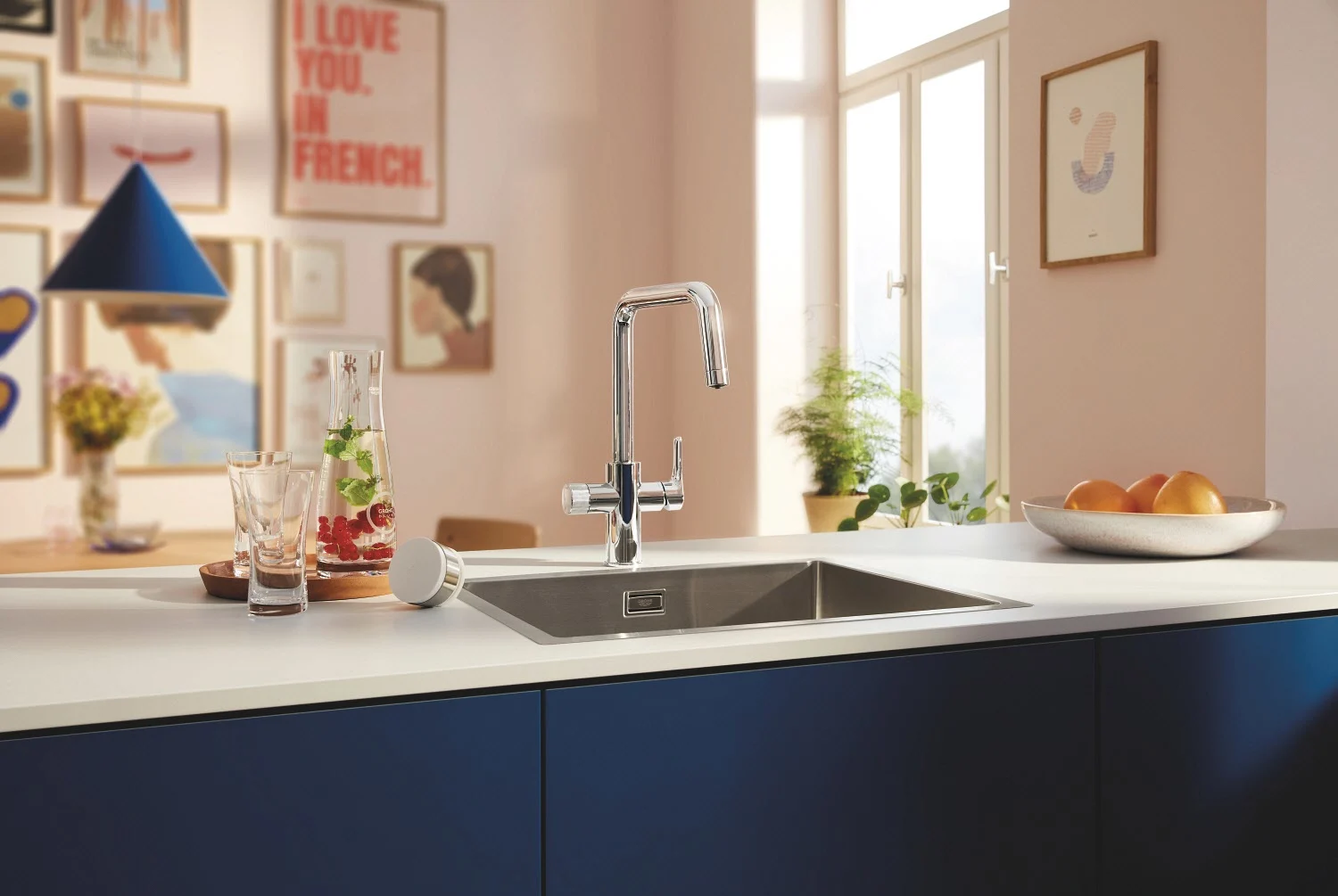 Bateria kuchenna z zlewem w stylowym pomieszczeniu, Grohe