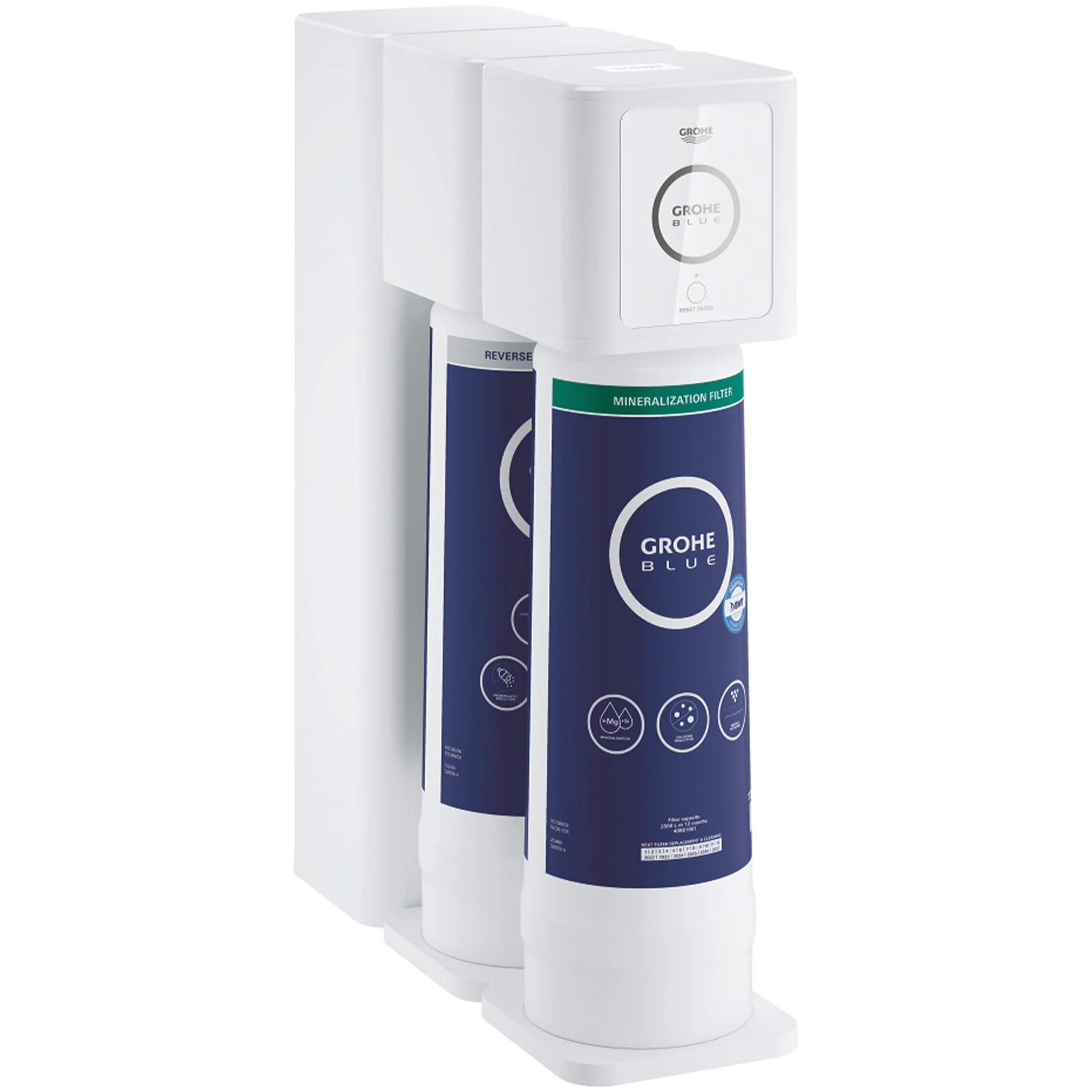 Widok z przodu systemu filtracji Grohe Blue biały, Grohe