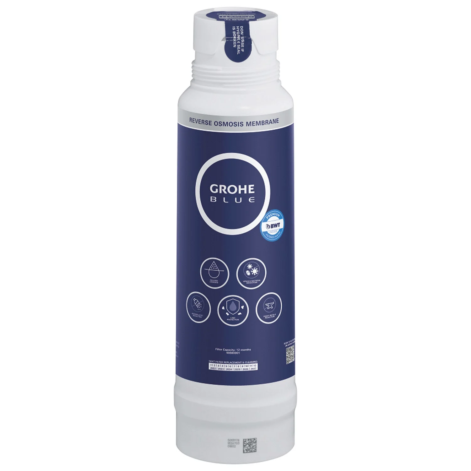 Widok z przodu filtra osmotycznego Grohe Blue, Grohe