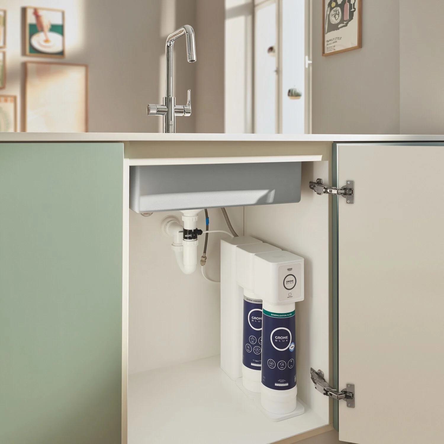 Podwójny filtr odwróconej osmozy zainstalowany pod zlewem kuchennym, Grohe