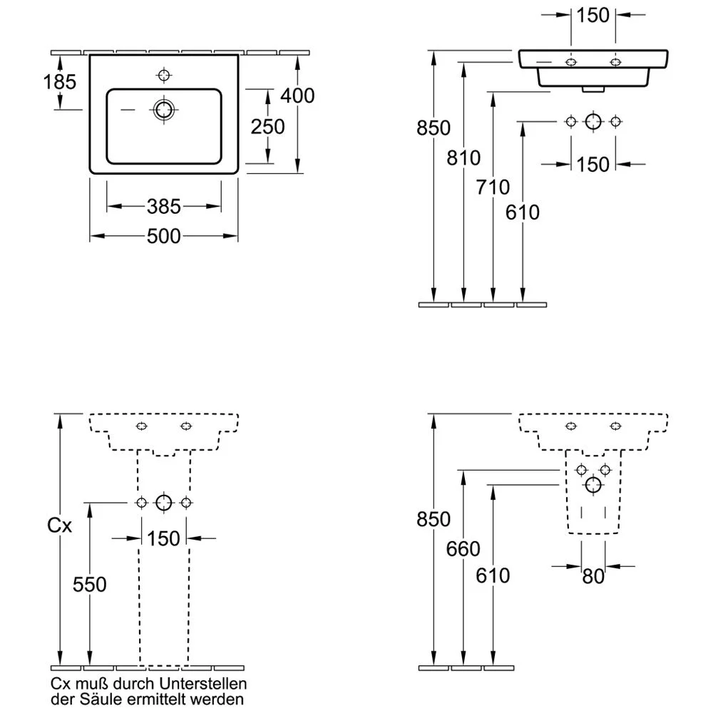 Villeroy & Boch Subway 2.0 Handwaschbecken 50 cm Unterseite ungeschliffen Bild 5