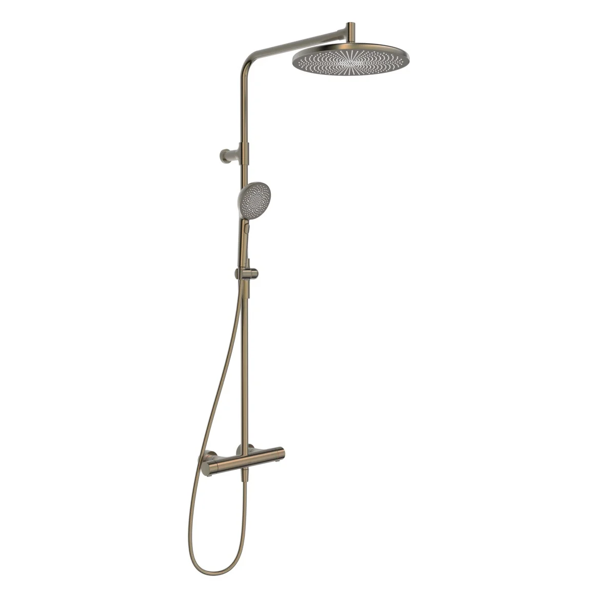 Hansa HANSAAURELIA Duschsystem mit Thermostat-Brausebatterie mit Kopfbrause rund und Handbrause rund 3-strahlig