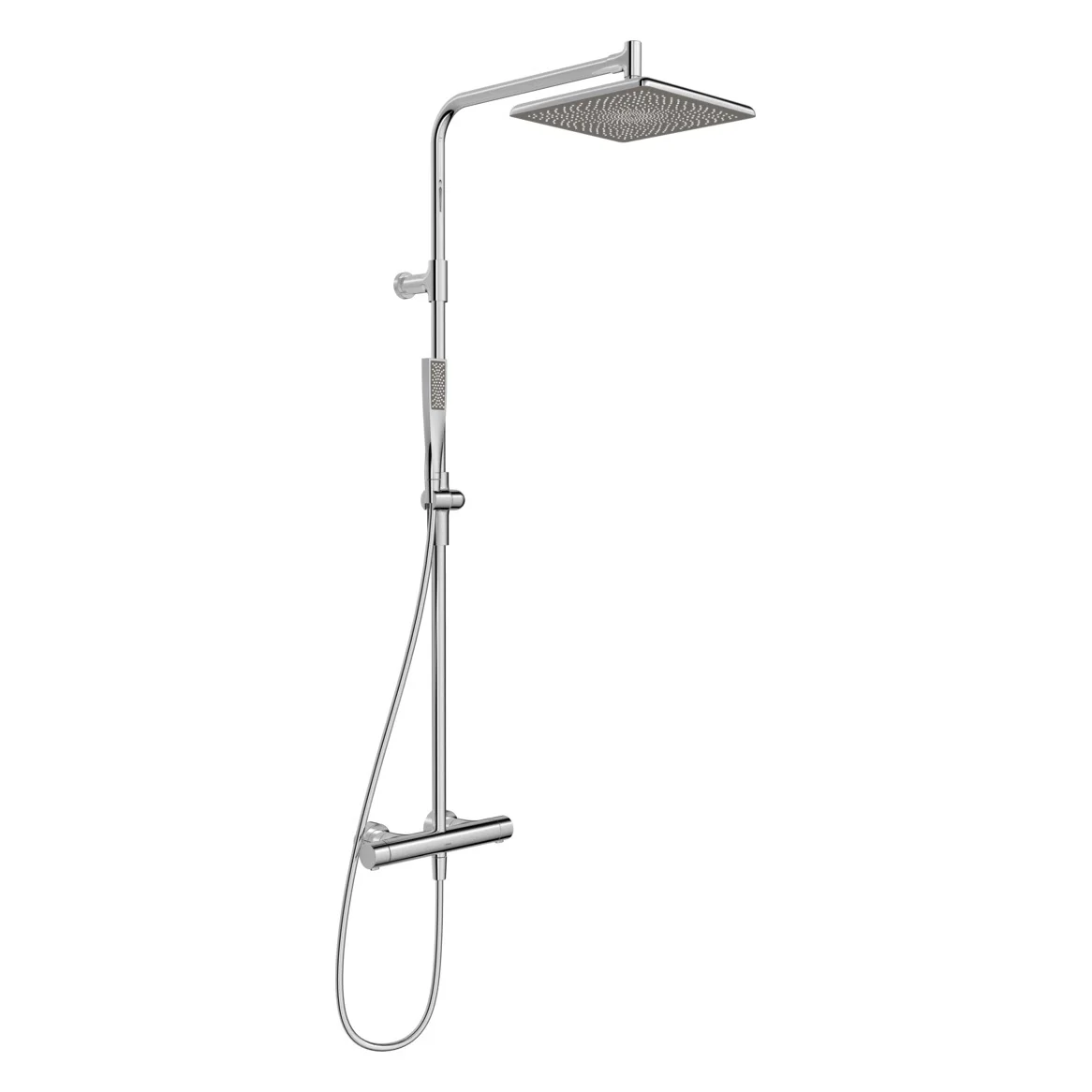 Hansa HANSAAURELIA Duschsystem mit Thermostat-Brausebatterie mit Kopfbrause eckig und Stabhandbrause eckig 1-strahlig