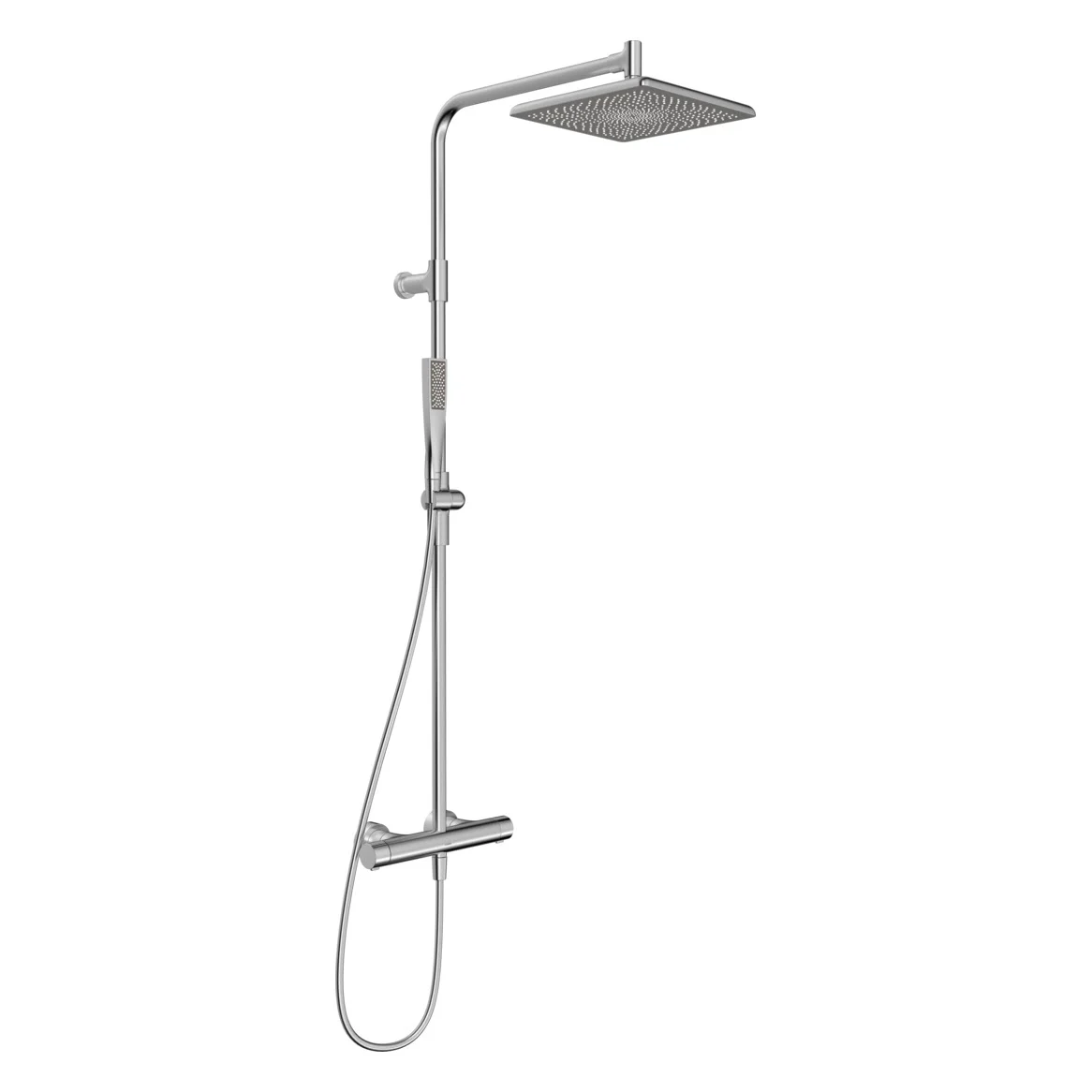 Hansa HANSAAURELIA Duschsystem mit Thermostat-Brausebatterie mit Kopfbrause eckig und Stabhandbrause eckig 1-strahlig