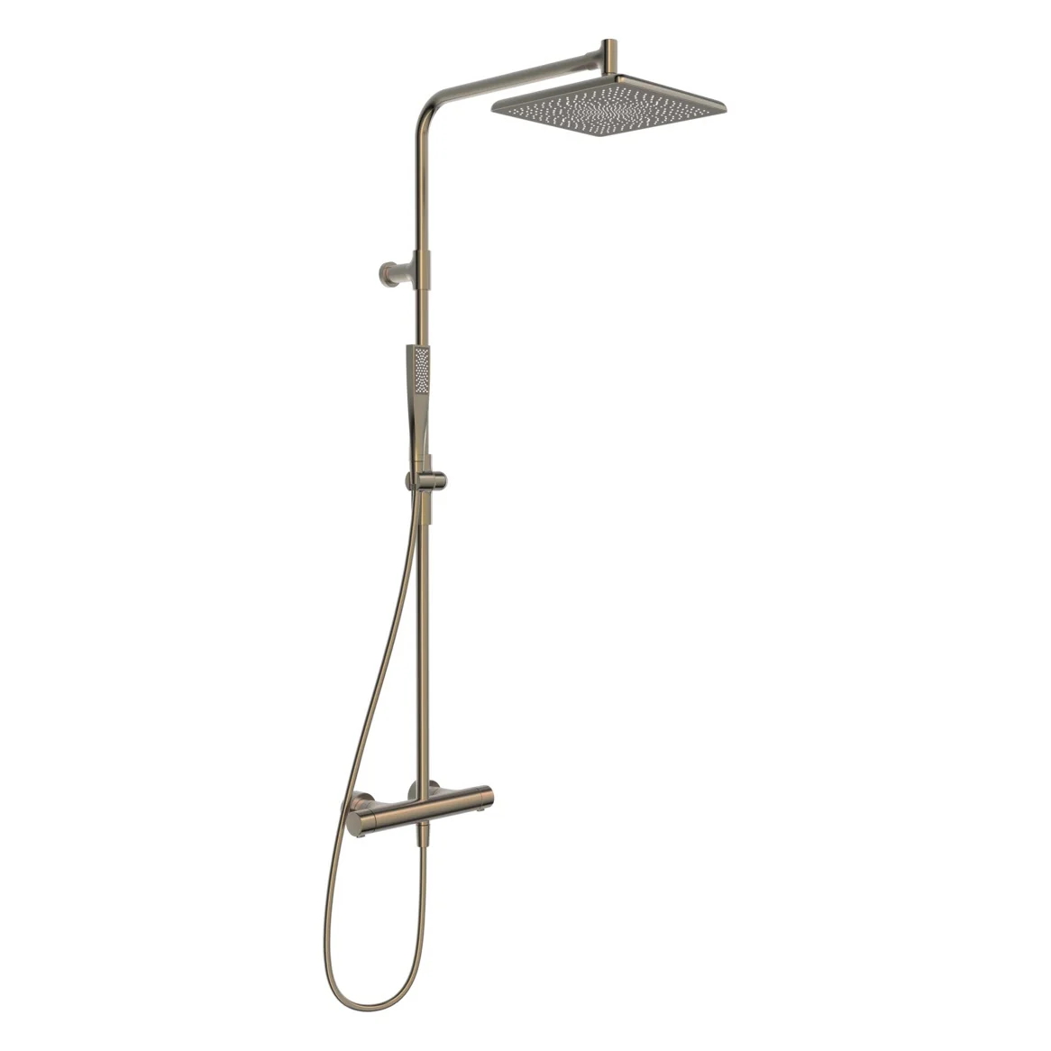 Hansa HANSAAURELIA Duschsystem mit Thermostat-Brausebatterie mit Kopfbrause eckig und Stabhandbrause eckig 1-strahlig