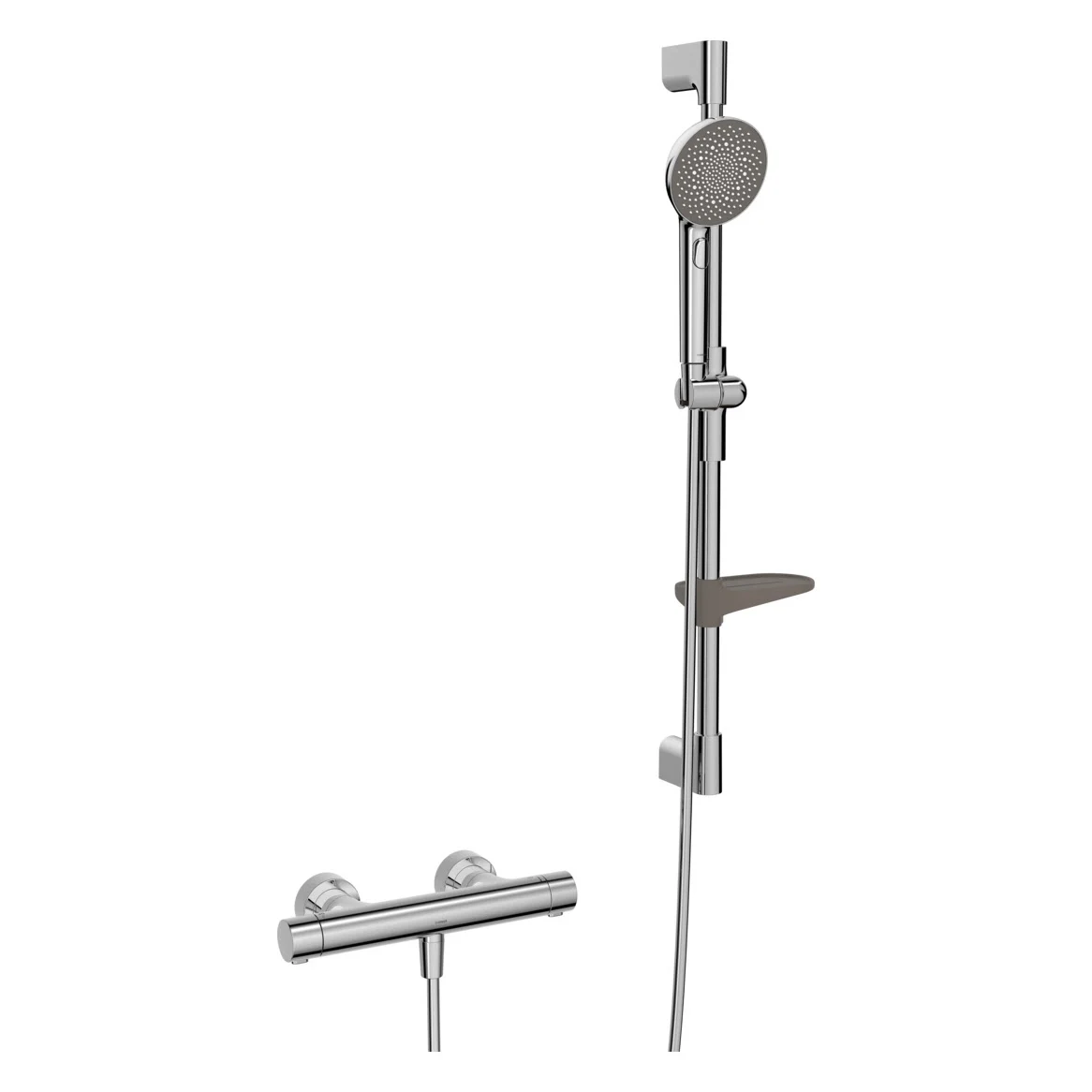 Hansa HANSAAURELIA Thermostat-Brausebatterie mit Brausestange rund 77 cm und Handbrause 3-strahlig