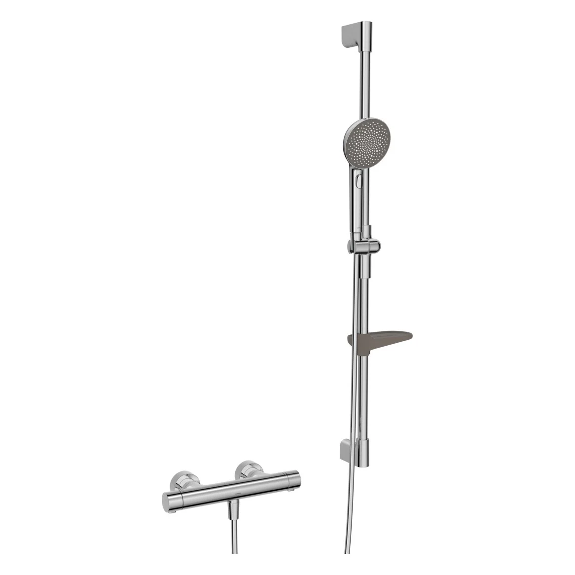 Hansa HANSAAURELIA Thermostat-Brausebatterie mit Brausestange rund 97 cm und Handbrause 3-strahlig