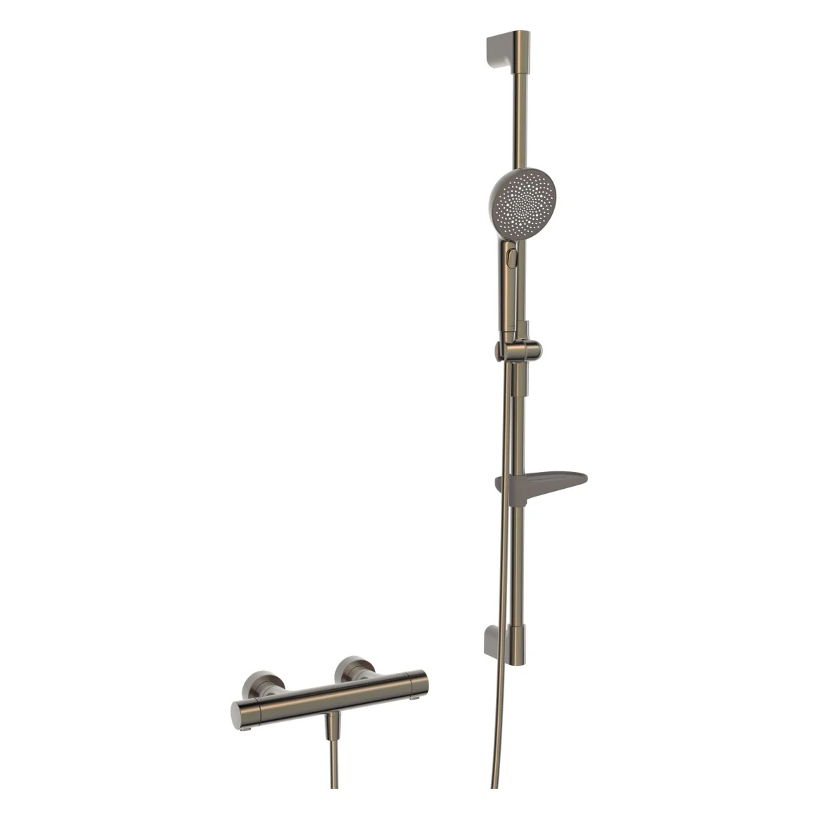 Hansa HANSAAURELIA Thermostat-Brausebatterie mit Brausestange rund 97 cm und Handbrause 3-strahlig