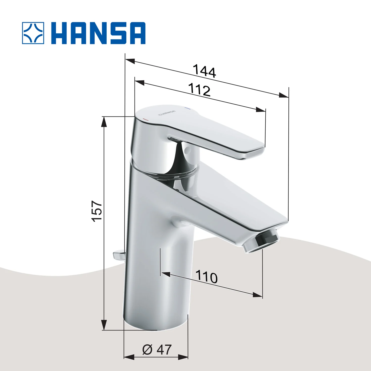 Hansa HANSAPOLO XL Waschtisch-Einhand-Einlochbatterie mit Ablaufgarnitur Bild 6