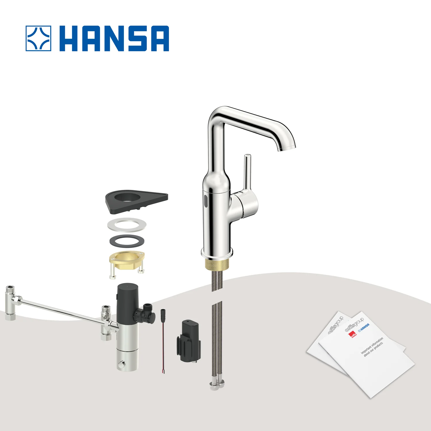 Hansa HANSAVANTIS Style – bateria umywalkowa z jednym uchwytem, sterowana z boku/hybrydowa 3V Zdjęcie 7
