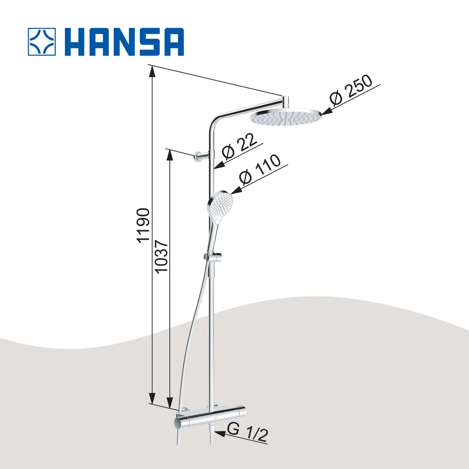 Hansa HANSAVIVA Regenbrause-Duscharmatur mit Thermostat Bild 4